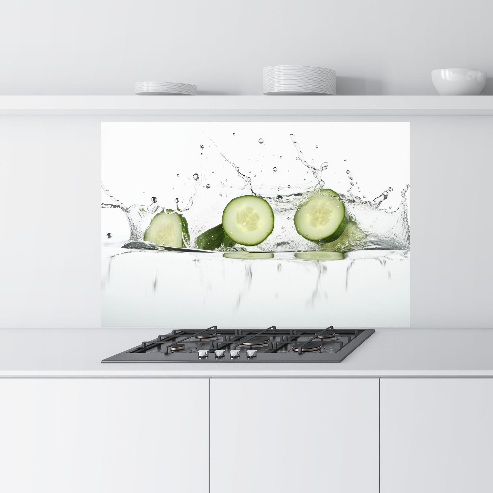 Panou Sticla Bucatarie Cucumber Cool Splash mockup 9