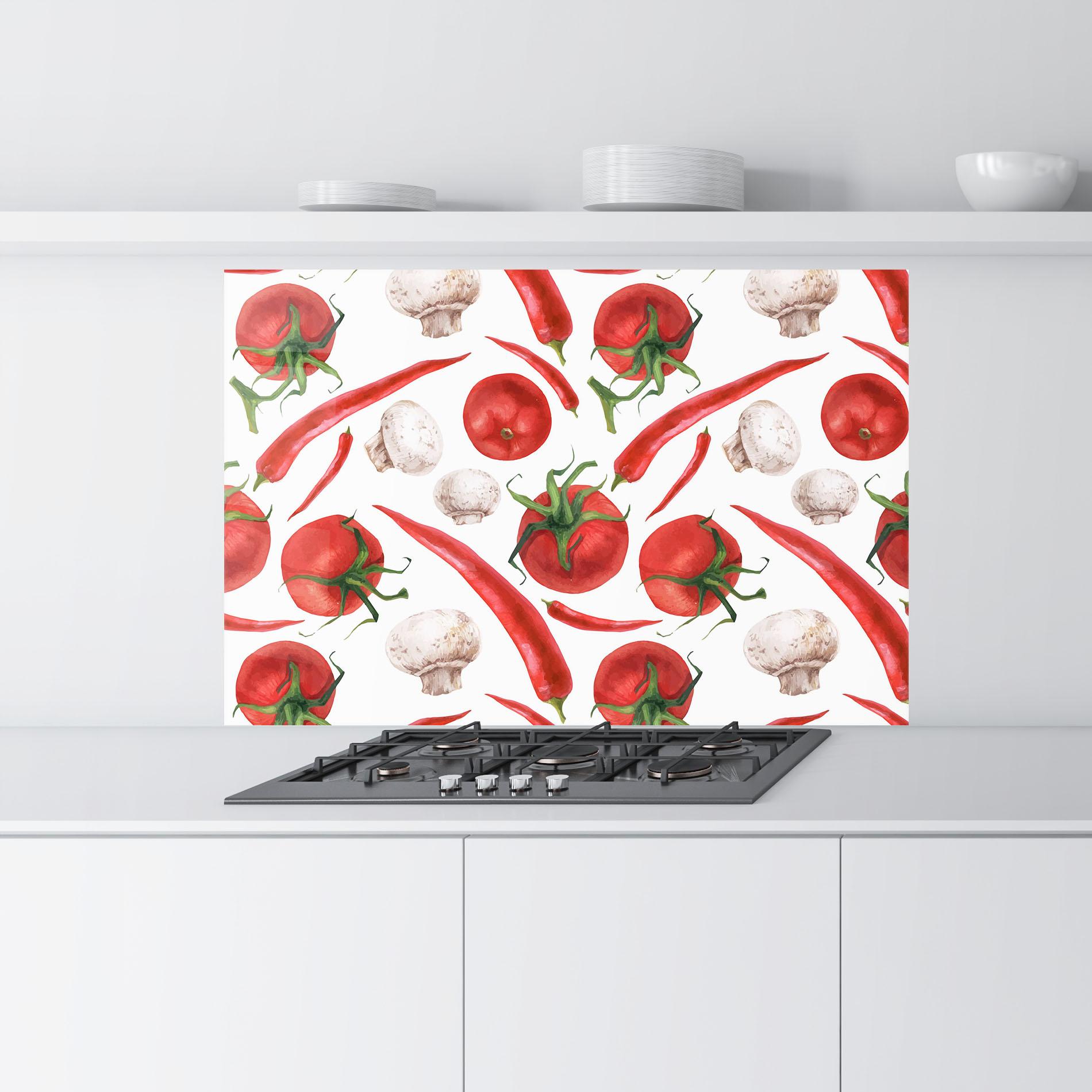 Panou Sticla Bucatarie Floating Tomato mockup 9