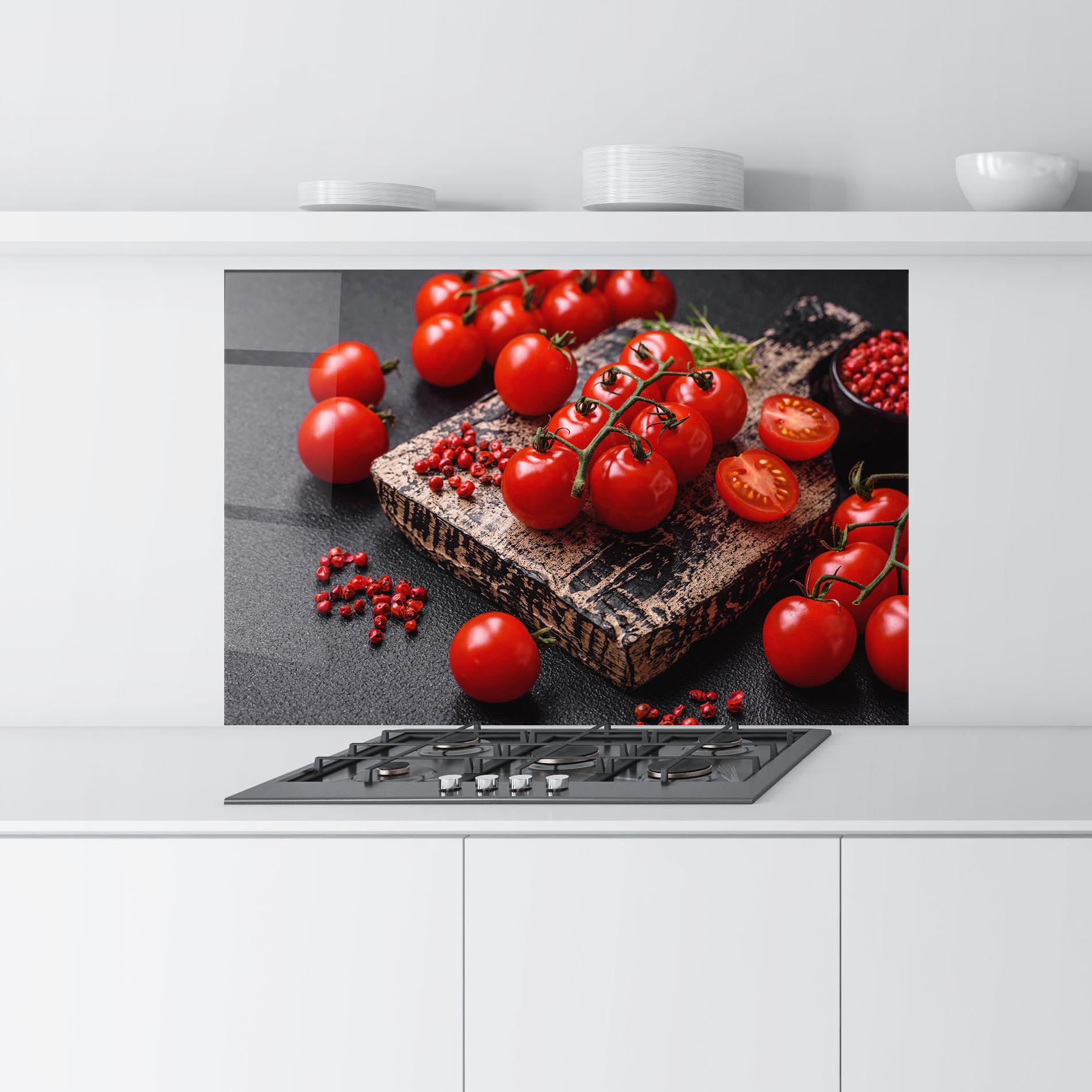 Panou Sticla Bucatarie Fresh Cherry Tomatoes mockup 9