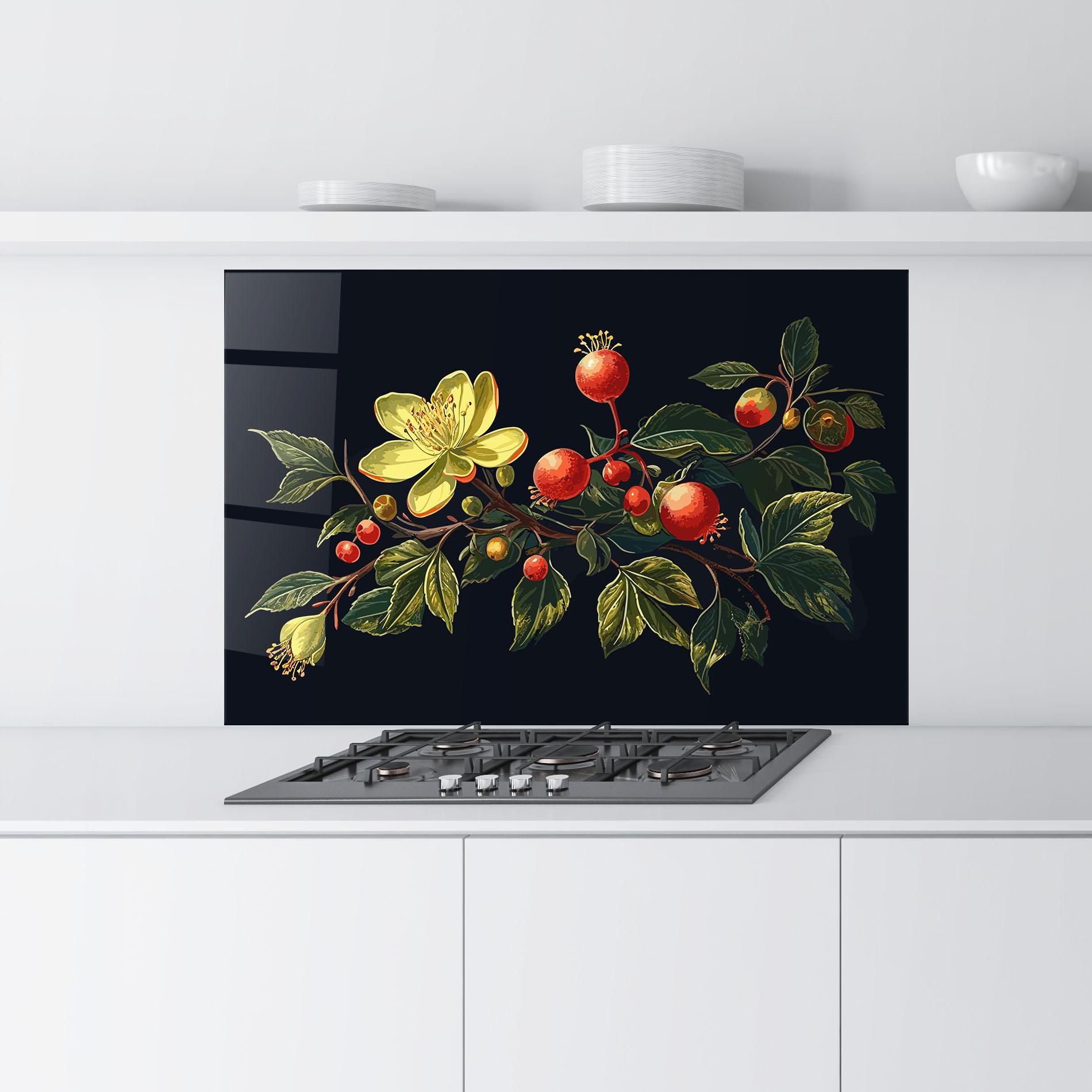 Panou Sticla Bucatarie Yellow Flower Food mockup 9