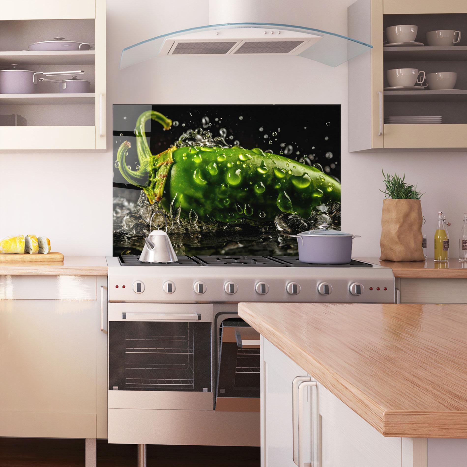 Panou Sticla Bucatarie Chili Splash mockup 1