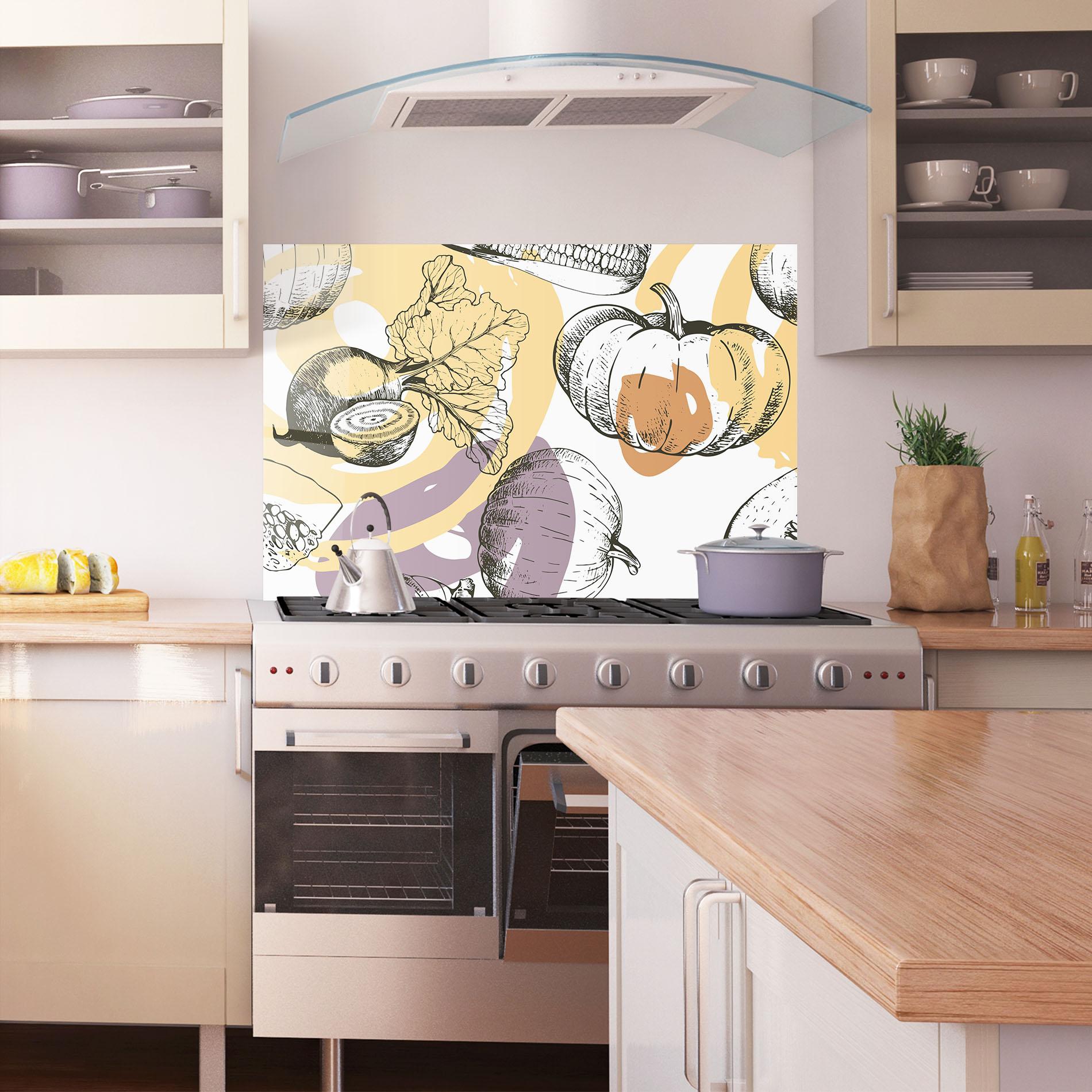 Panou Sticla Bucatarie Cream Vegetables Art mockup 1