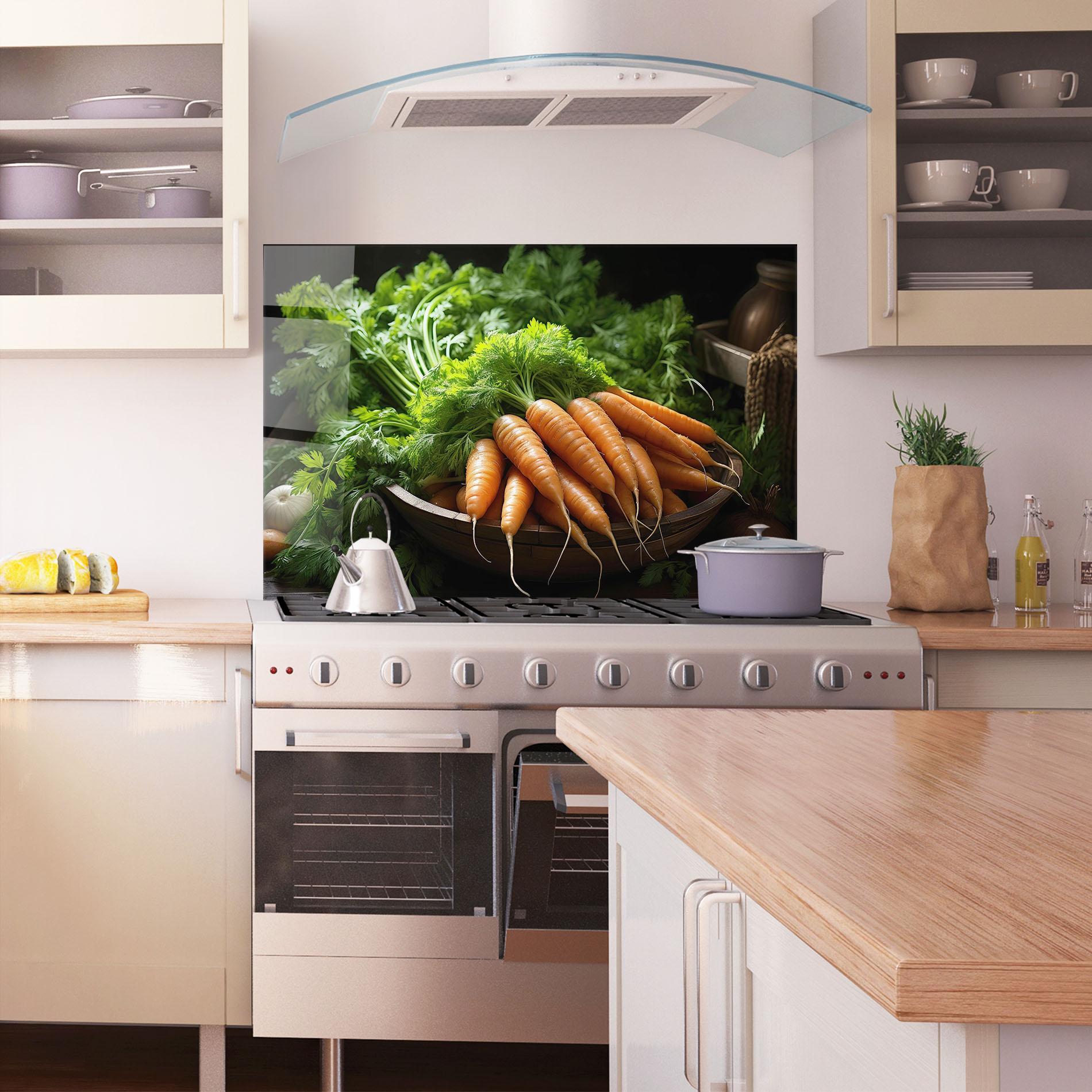 Panou Sticla Bucatarie Fresh Carrots Basket mockup 1