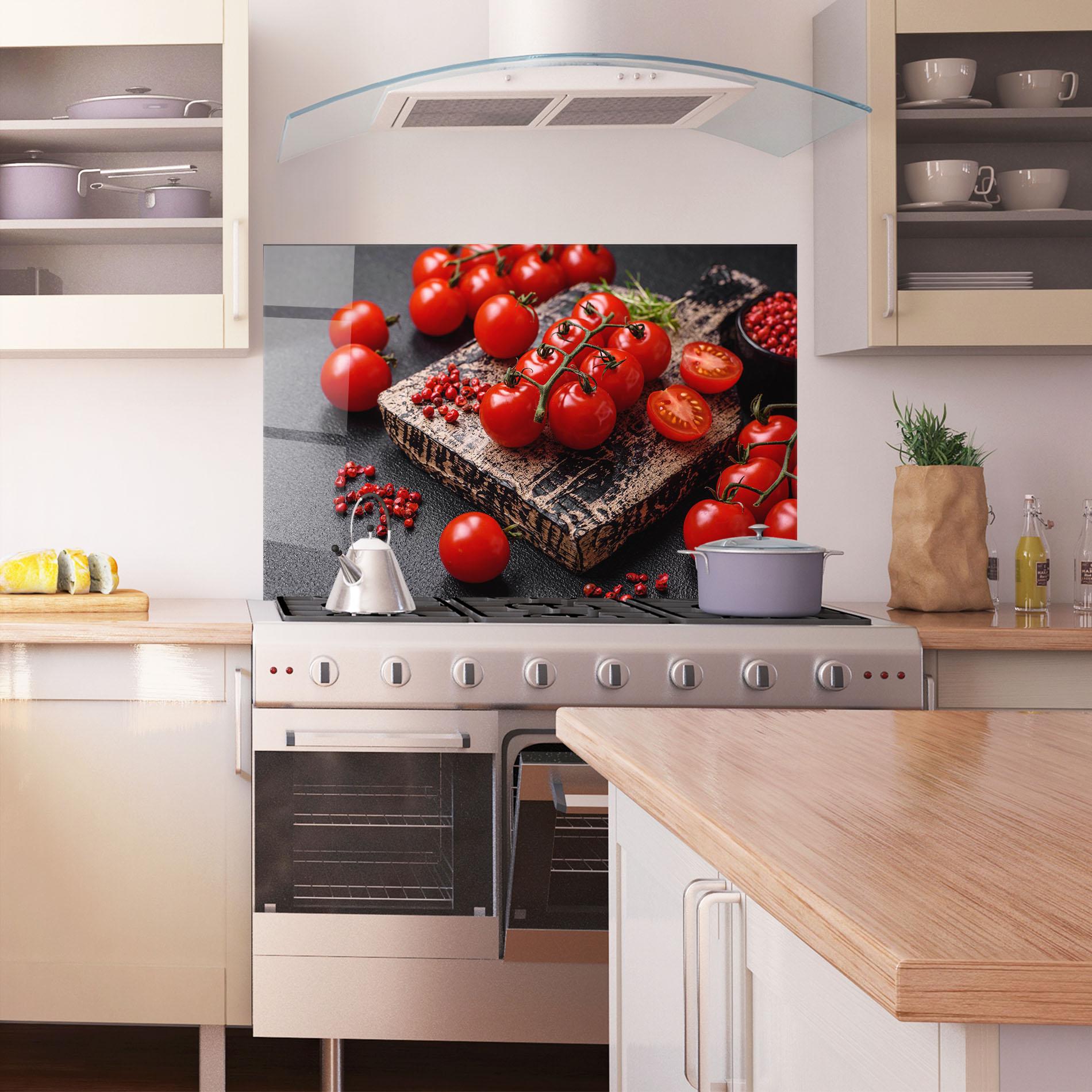 Panou Sticla Bucatarie Fresh Cherry Tomatoes mockup 1