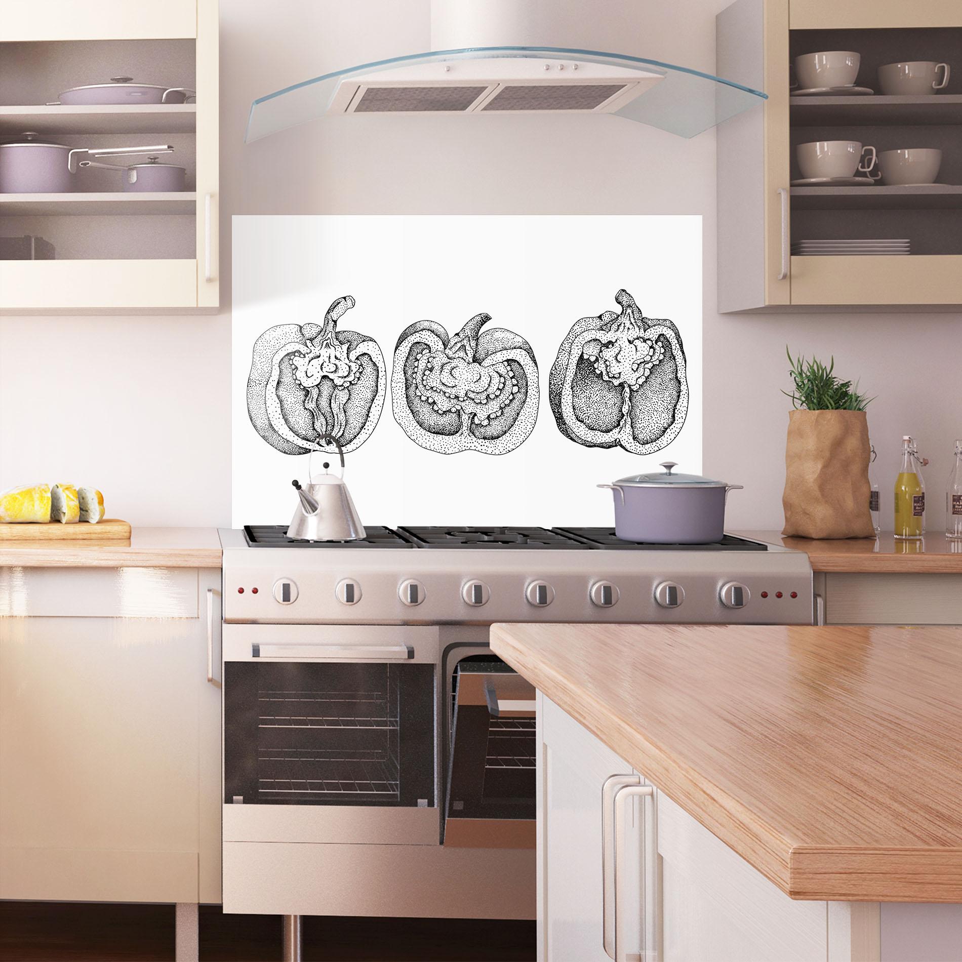 Panou Sticla Bucatarie Pepper Black Art mockup 1