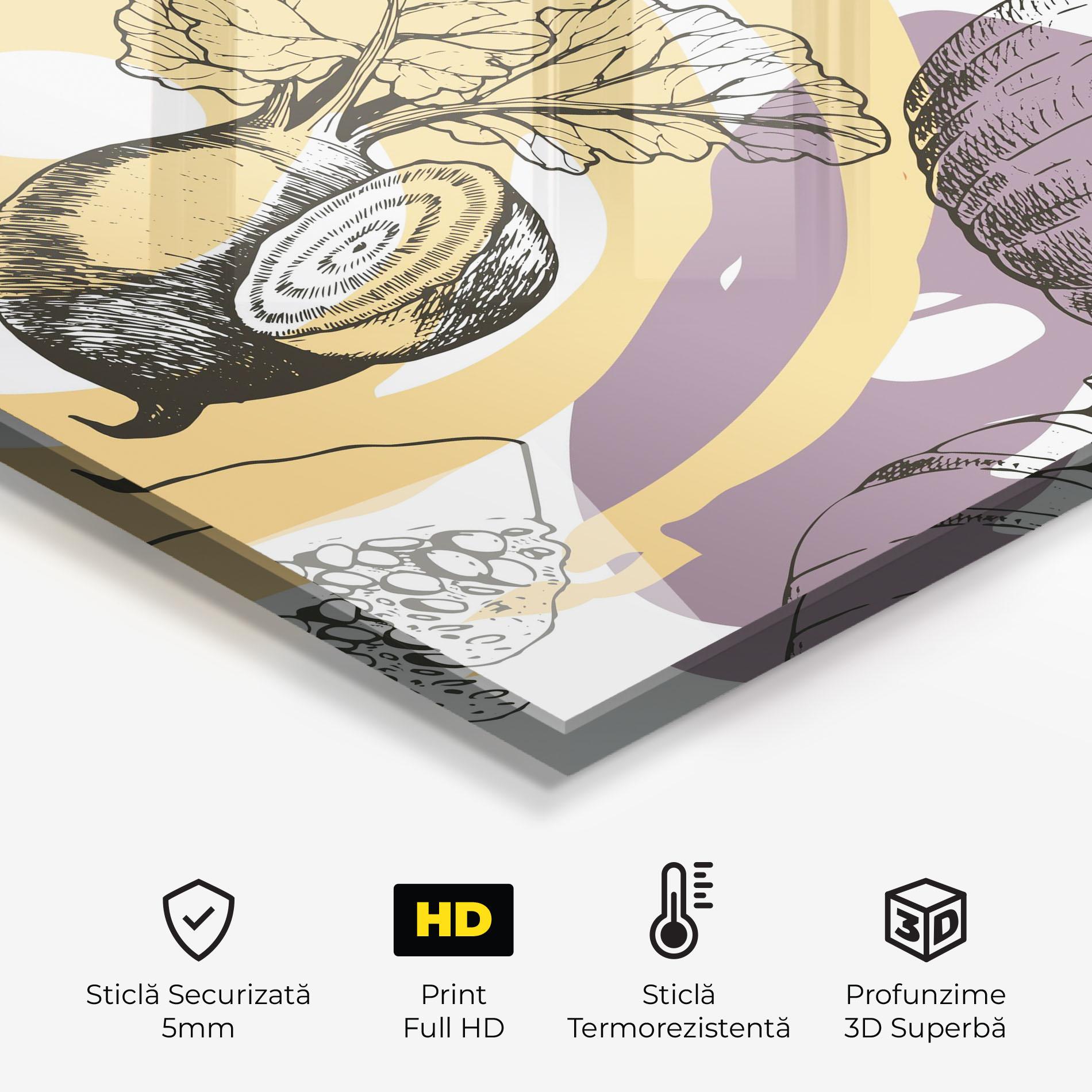 Panou Sticla Bucatarie Cream Vegetables Art mockup 2