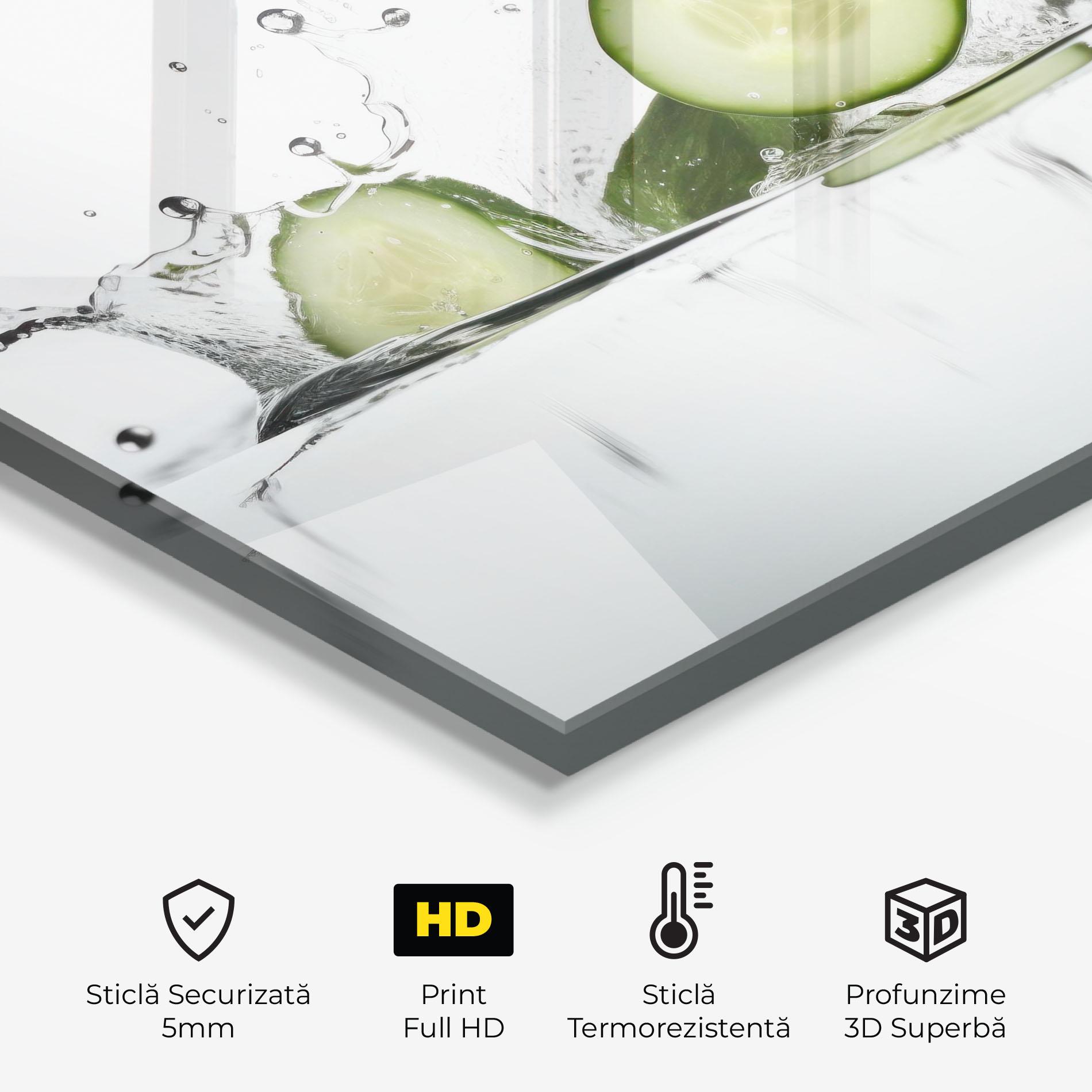 Panou Sticla Bucatarie Cucumber Cool Splash mockup 2
