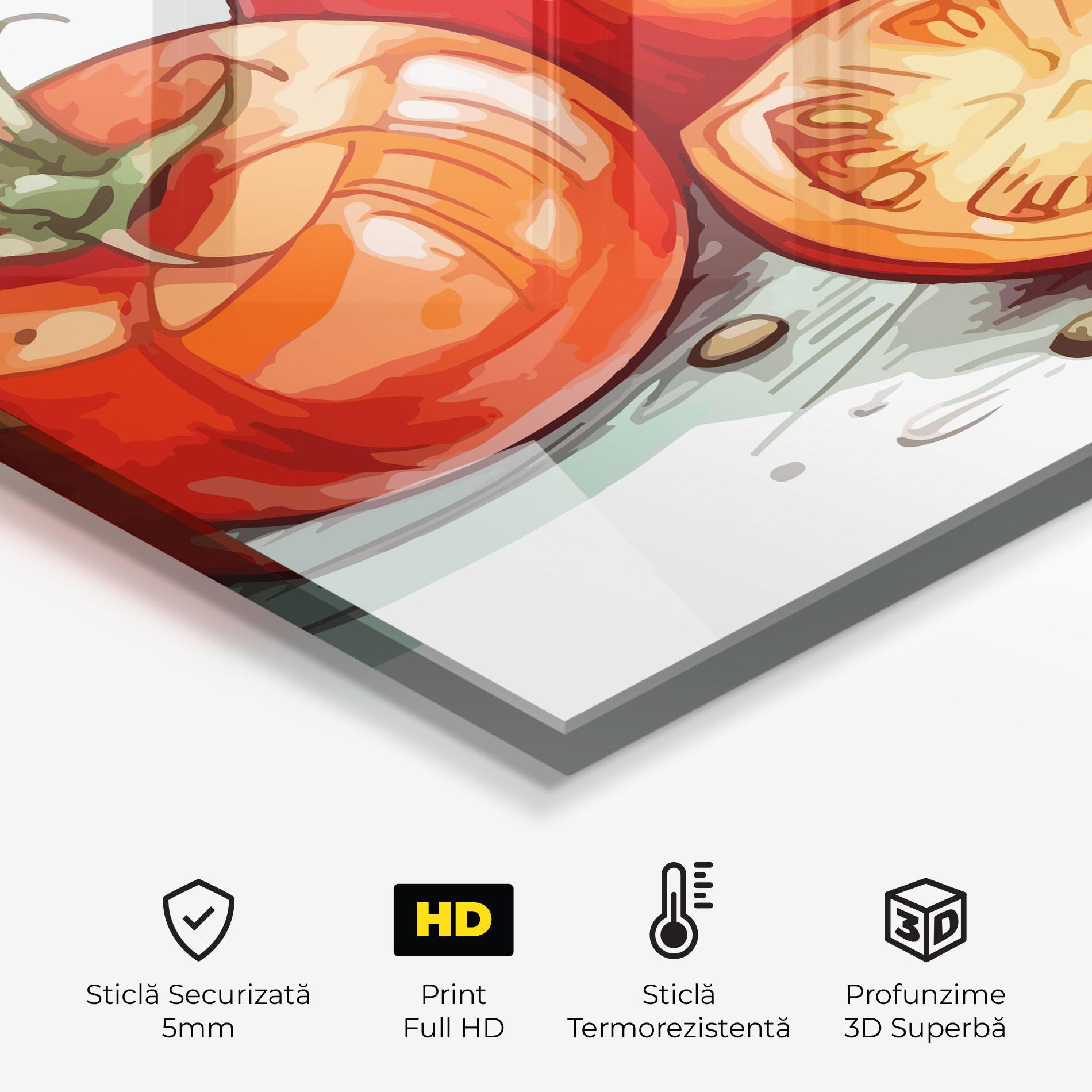 Panou Sticla Bucatarie Drawing Tomato Art mockup 2