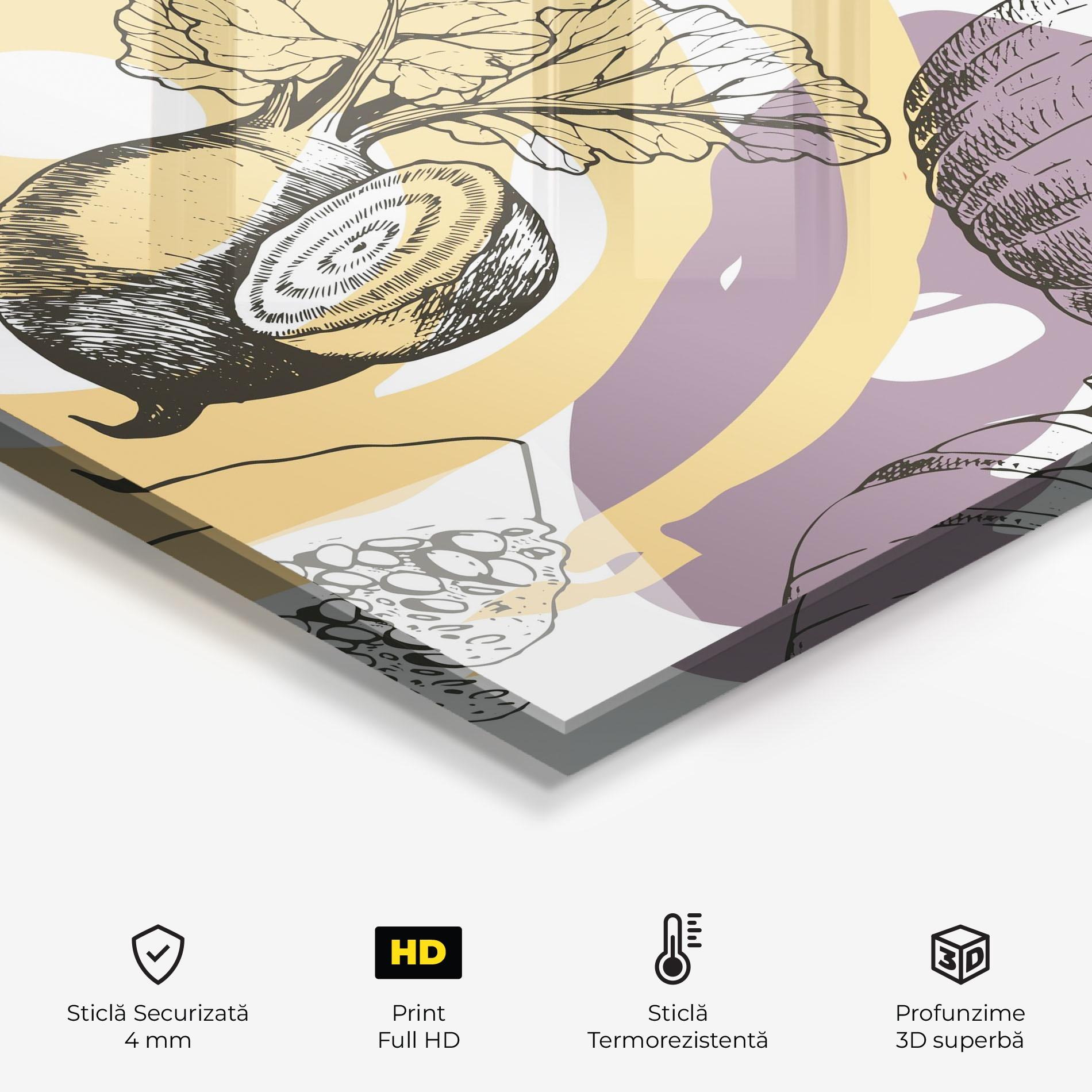 Panou Sticla Bucatarie Cream Vegetables Art mockup 2