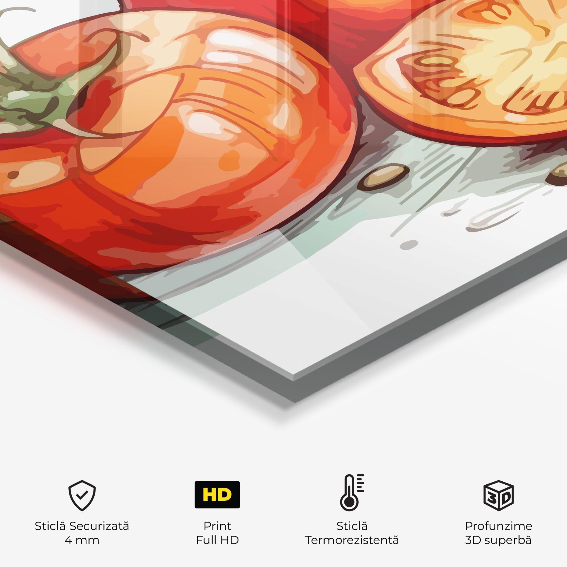 Panou Sticla Bucatarie Drawing Tomato Art mockup 2