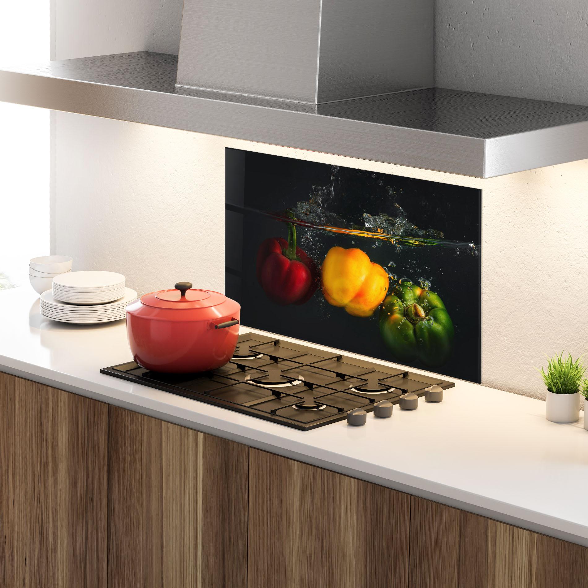 Panou Sticla Bucatarie Cool Bellpepper Splash mockup 4
