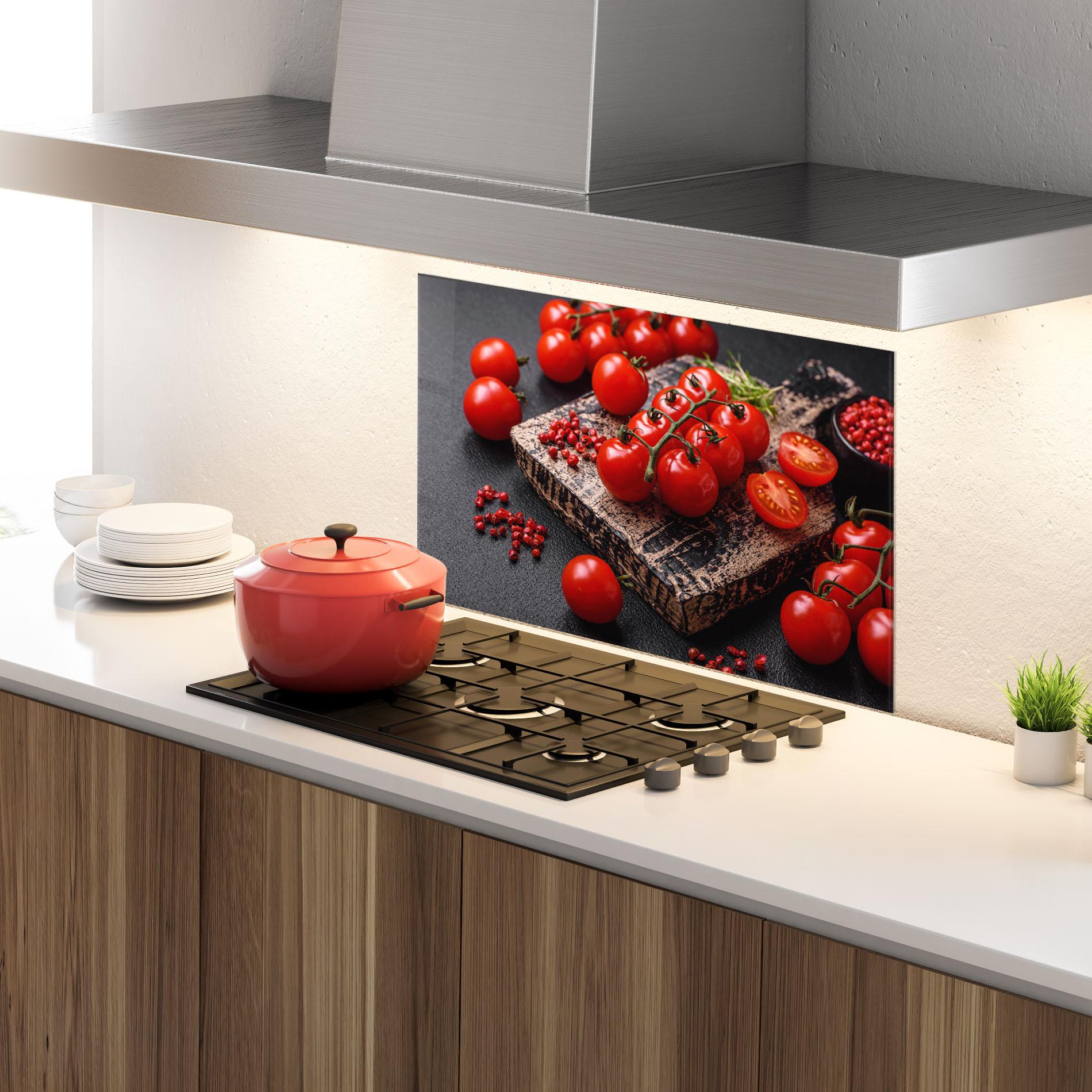 Panou Sticla Bucatarie Fresh Cherry Tomatoes mockup 4