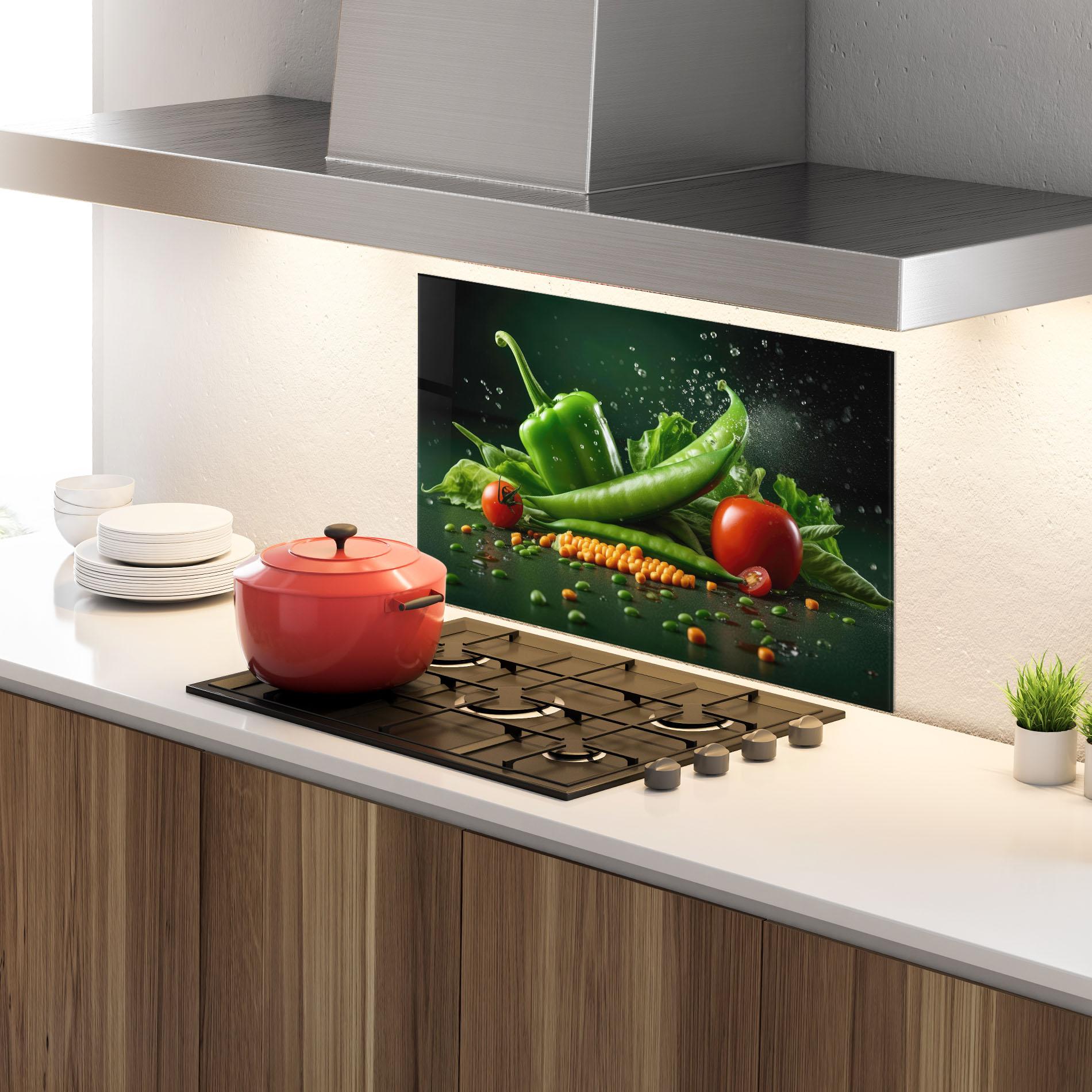 Panou Sticla Bucatarie Fresh Vegetables mockup 4
