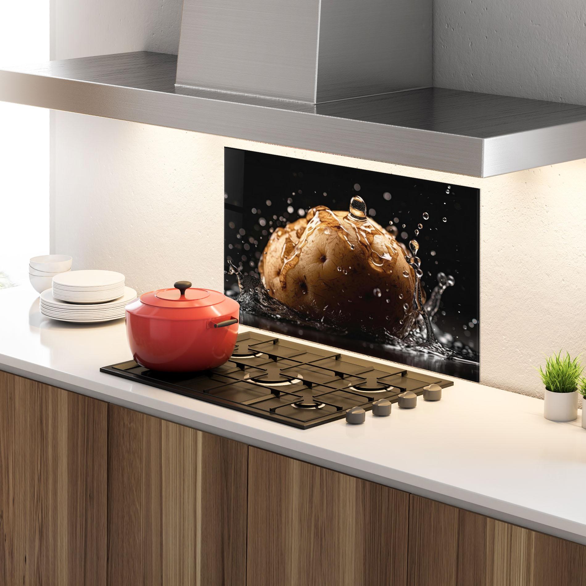Panou Sticla Bucatarie Potato Splash mockup 4