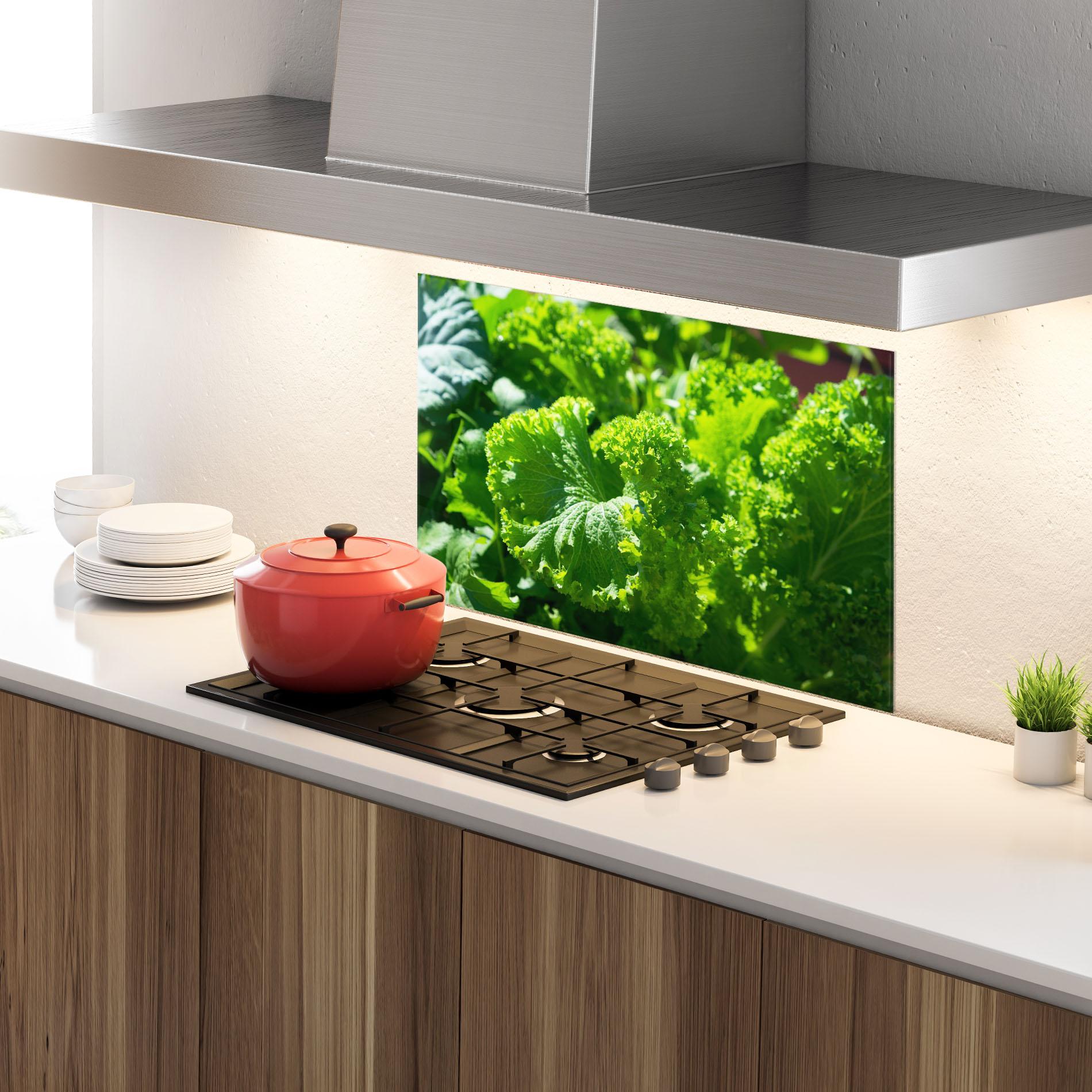 Panou Sticla Bucatarie Preetty Green Lettuce mockup 4