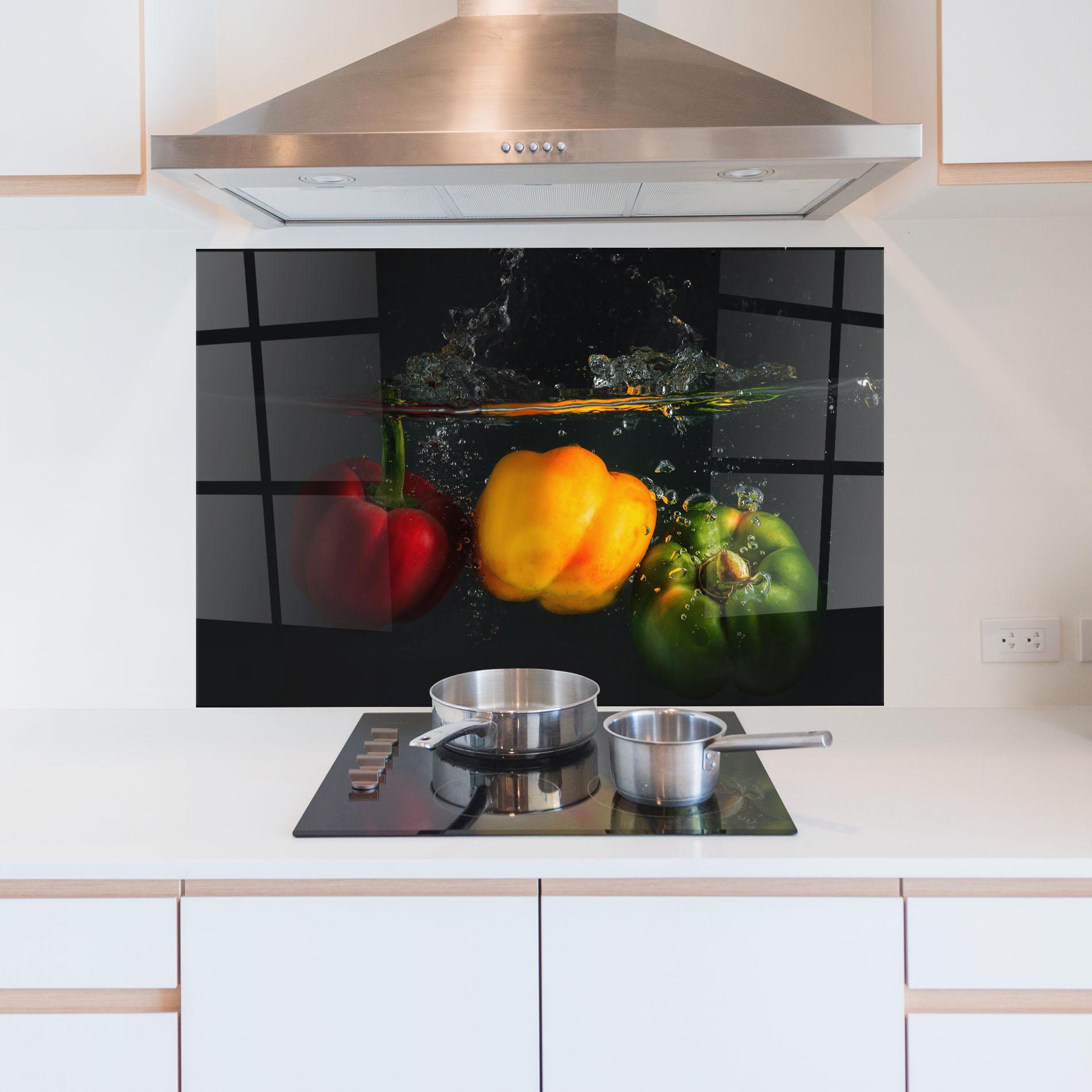 Panou Sticla Bucatarie Cool Bellpepper Splash mockup 5