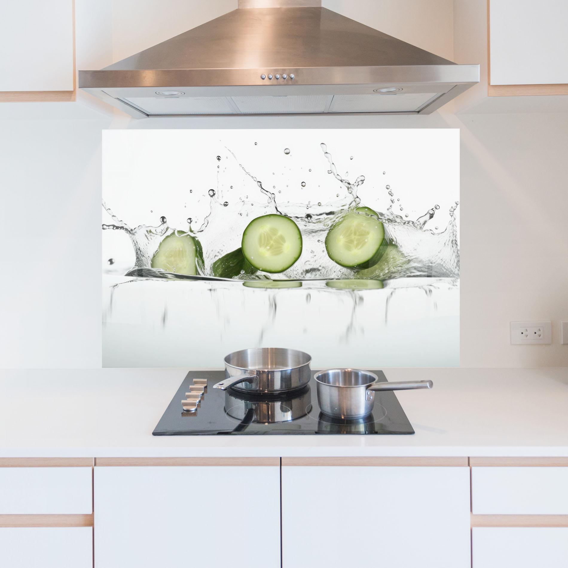 Panou Sticla Bucatarie Cucumber Cool Splash mockup 5
