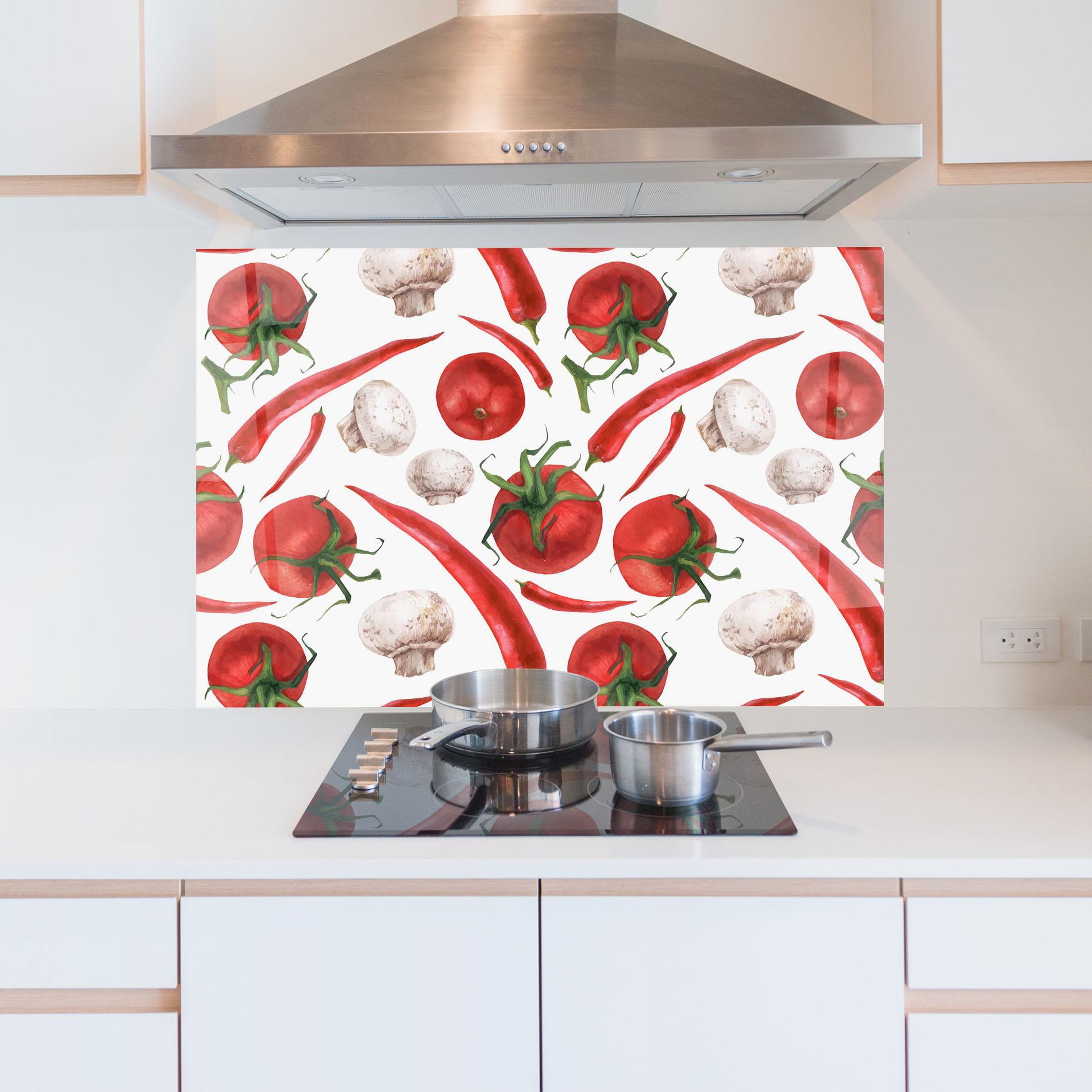 Panou Sticla Bucatarie Floating Tomato mockup 5