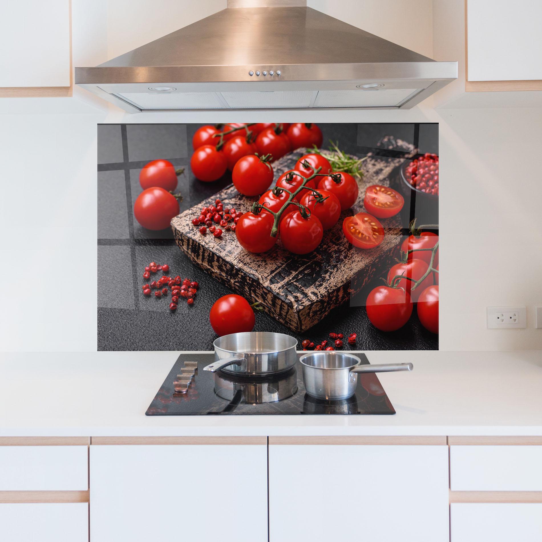 Panou Sticla Bucatarie Fresh Cherry Tomatoes mockup 5