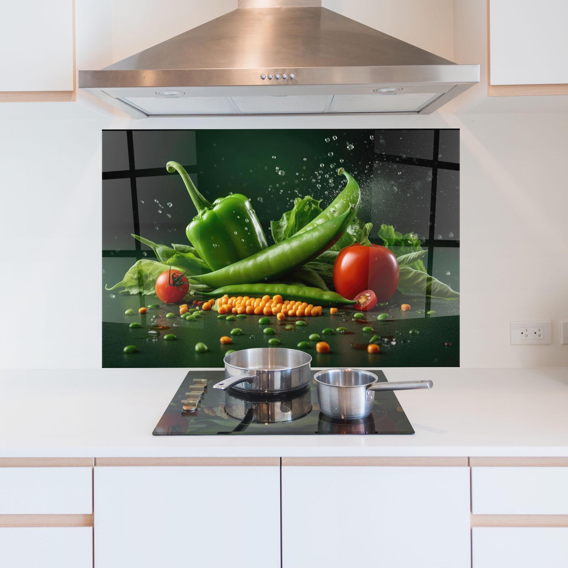 Panou Sticla Bucatarie Fresh Vegetables mockup 5