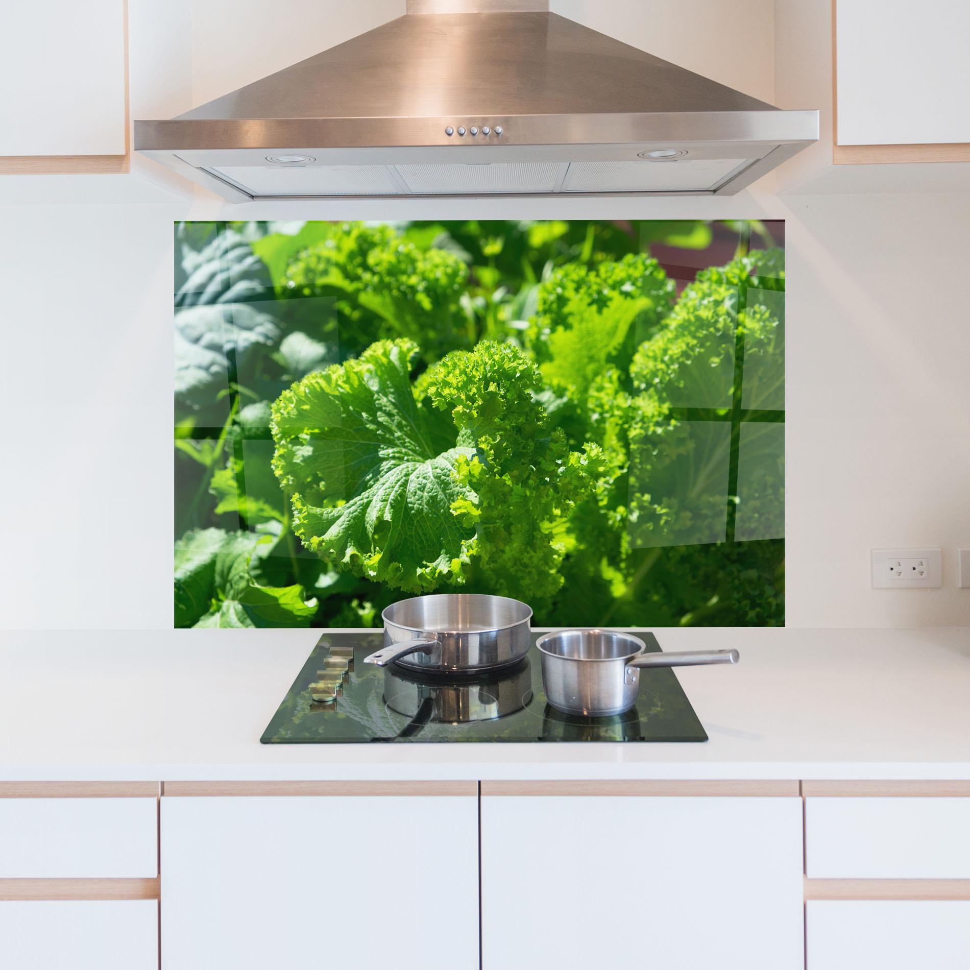 Panou Sticla Bucatarie Preetty Green Lettuce mockup 5