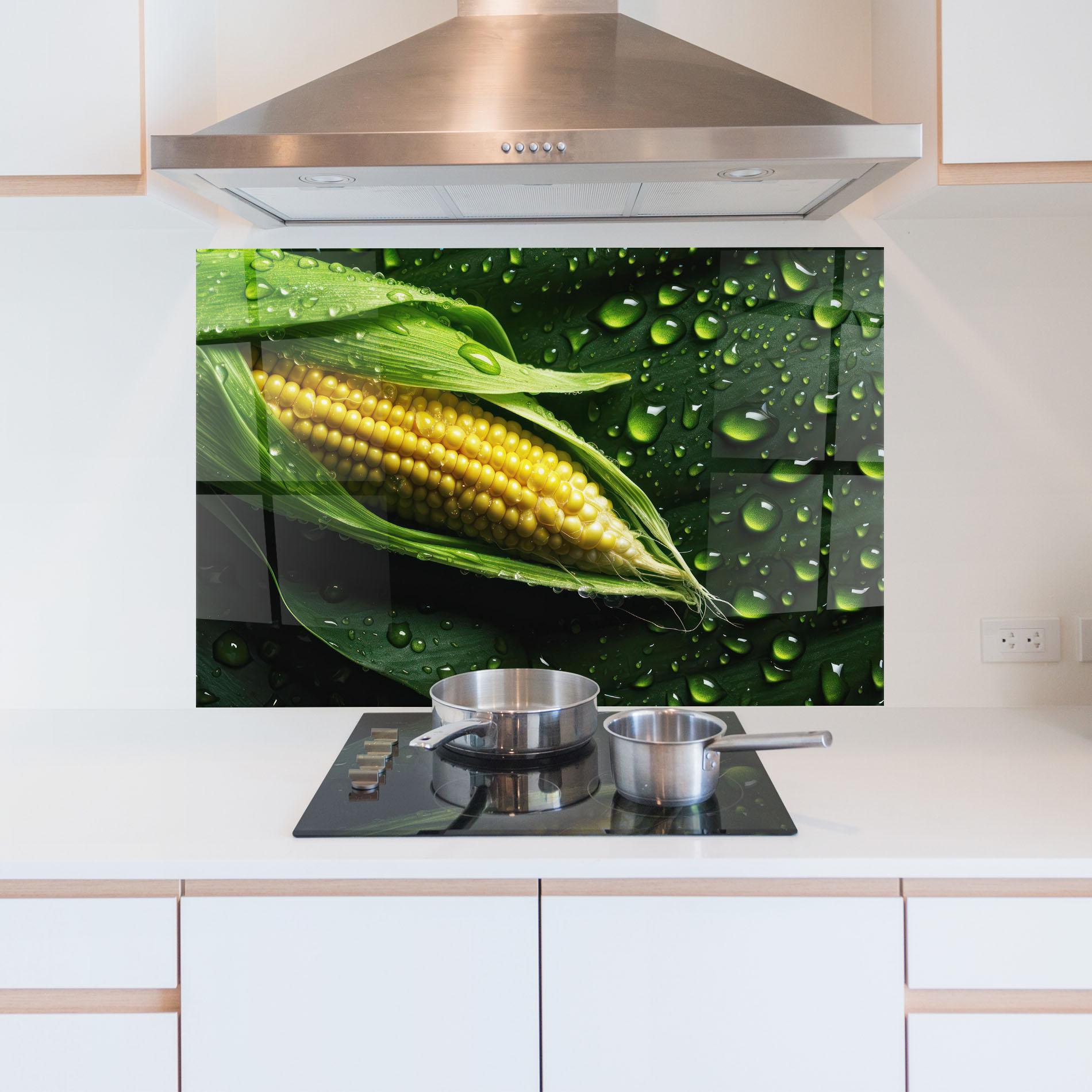 Panou Sticla Bucatarie Rainy Clean Corn mockup 5