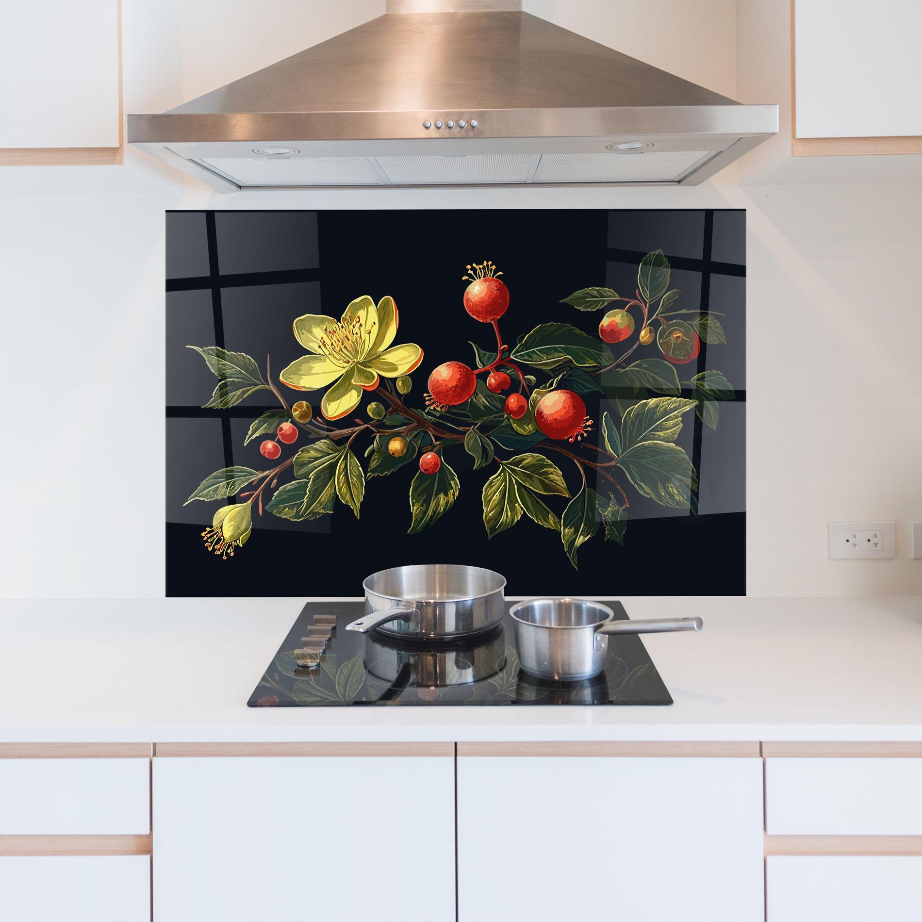 Panou Sticla Bucatarie Yellow Flower Food mockup 5