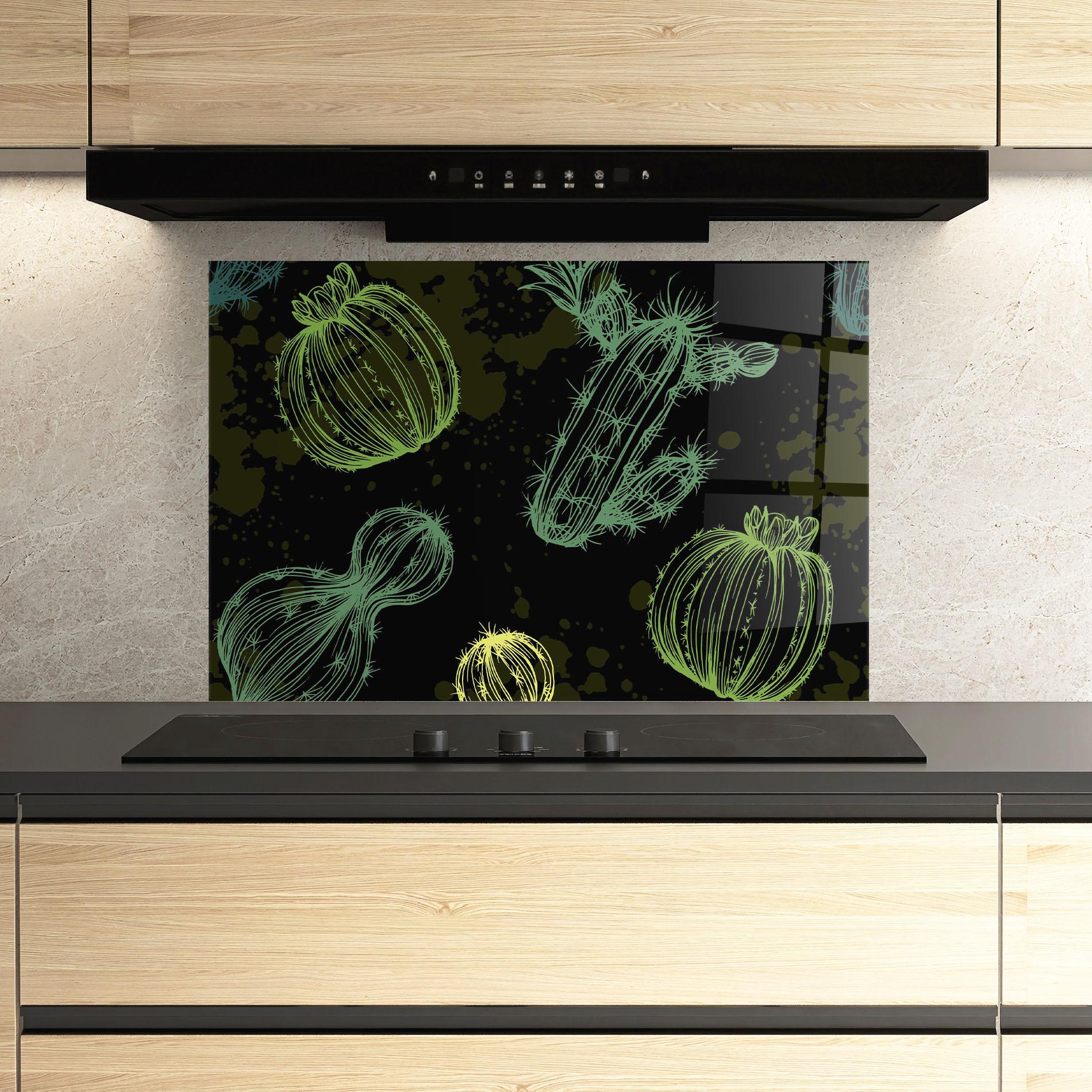 Panou Sticla Bucatarie Cactus Art mockup 3