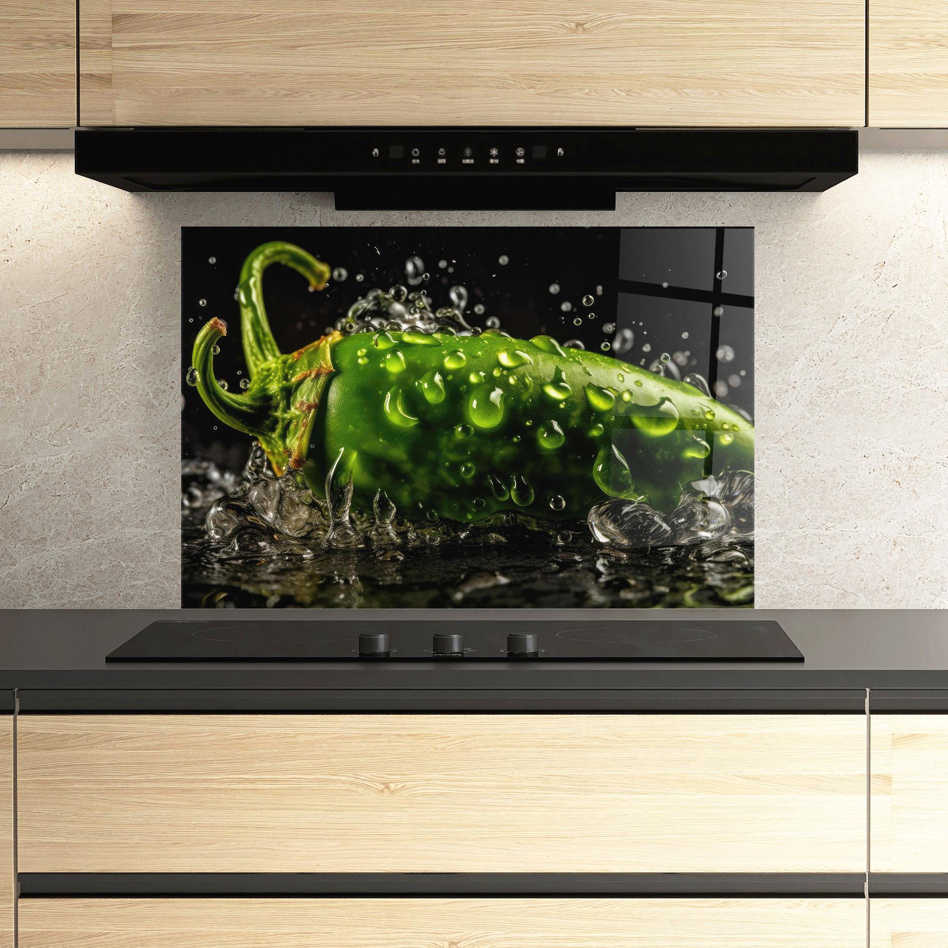 Panou Sticla Bucatarie Chili Splash mockup 3