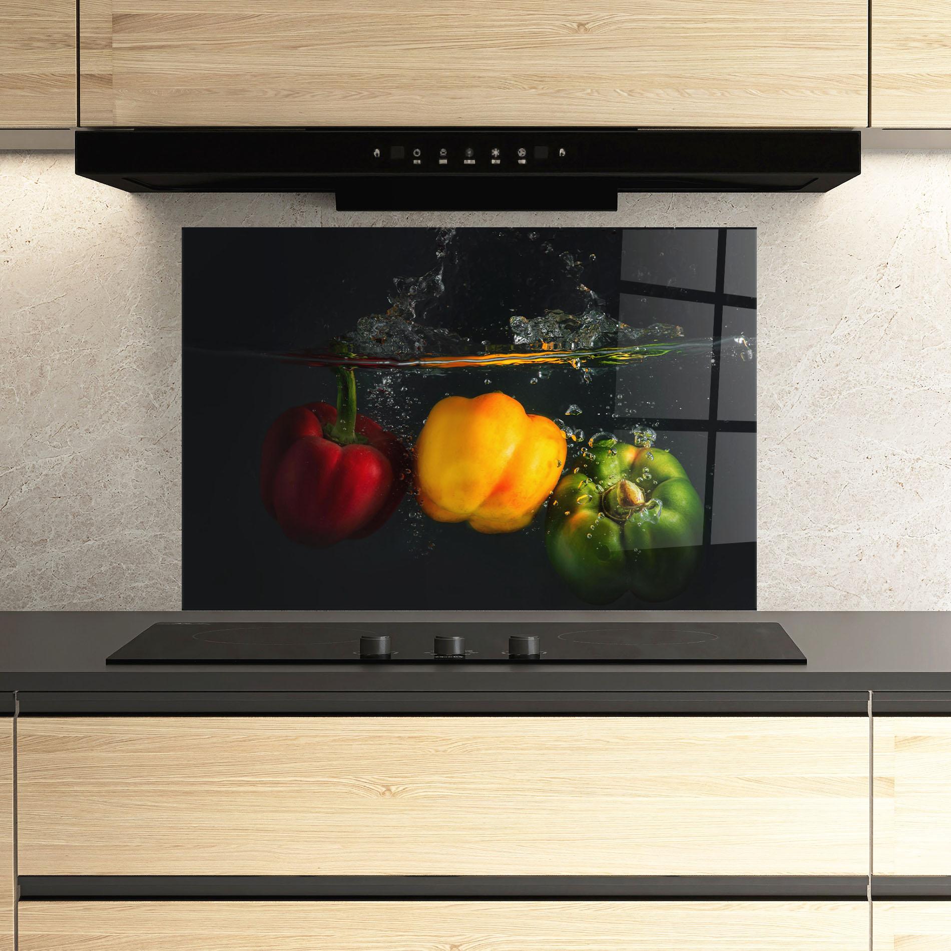 Panou Sticla Bucatarie Cool Bellpepper Splash mockup 3