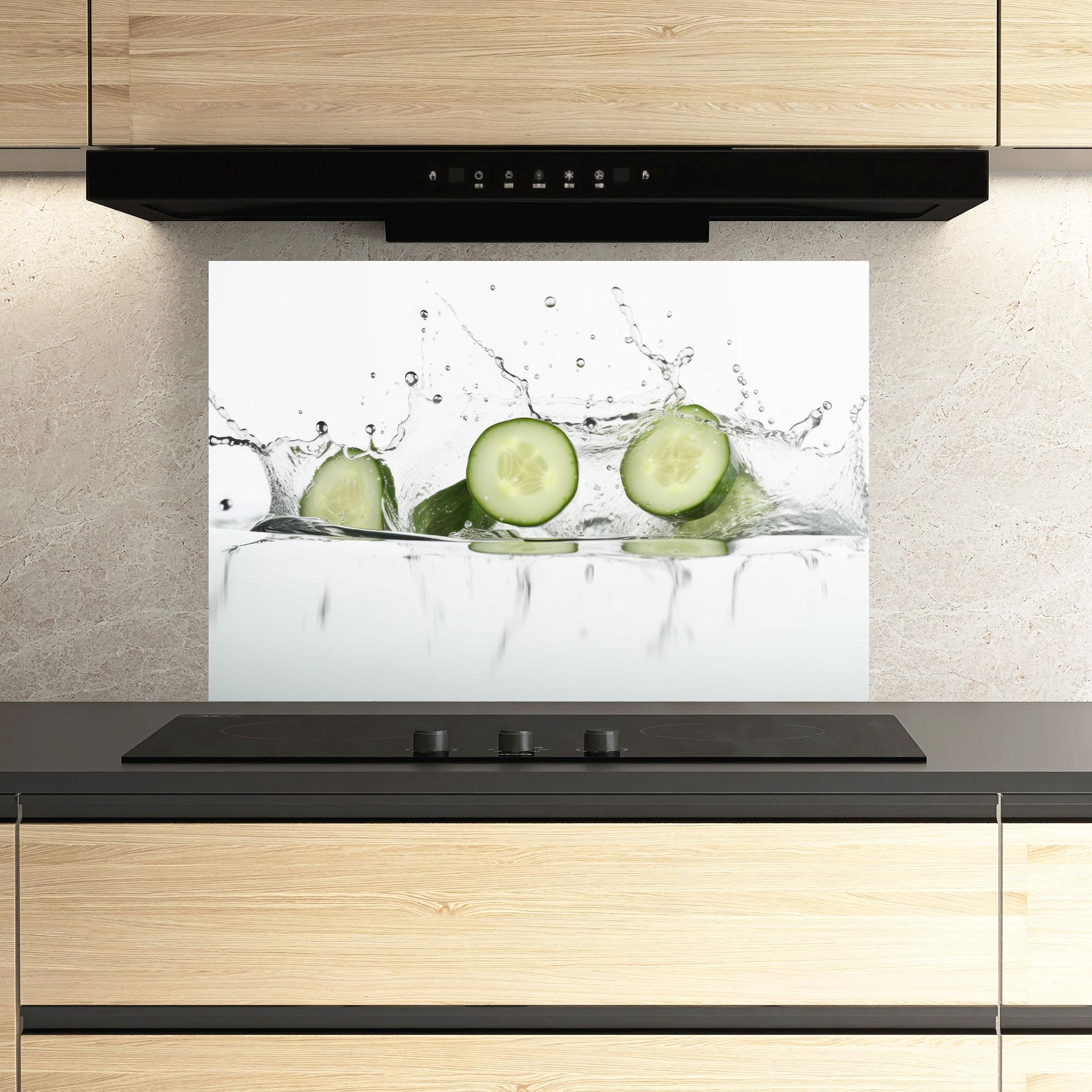 Panou Sticla Bucatarie Cucumber Cool Splash mockup 3