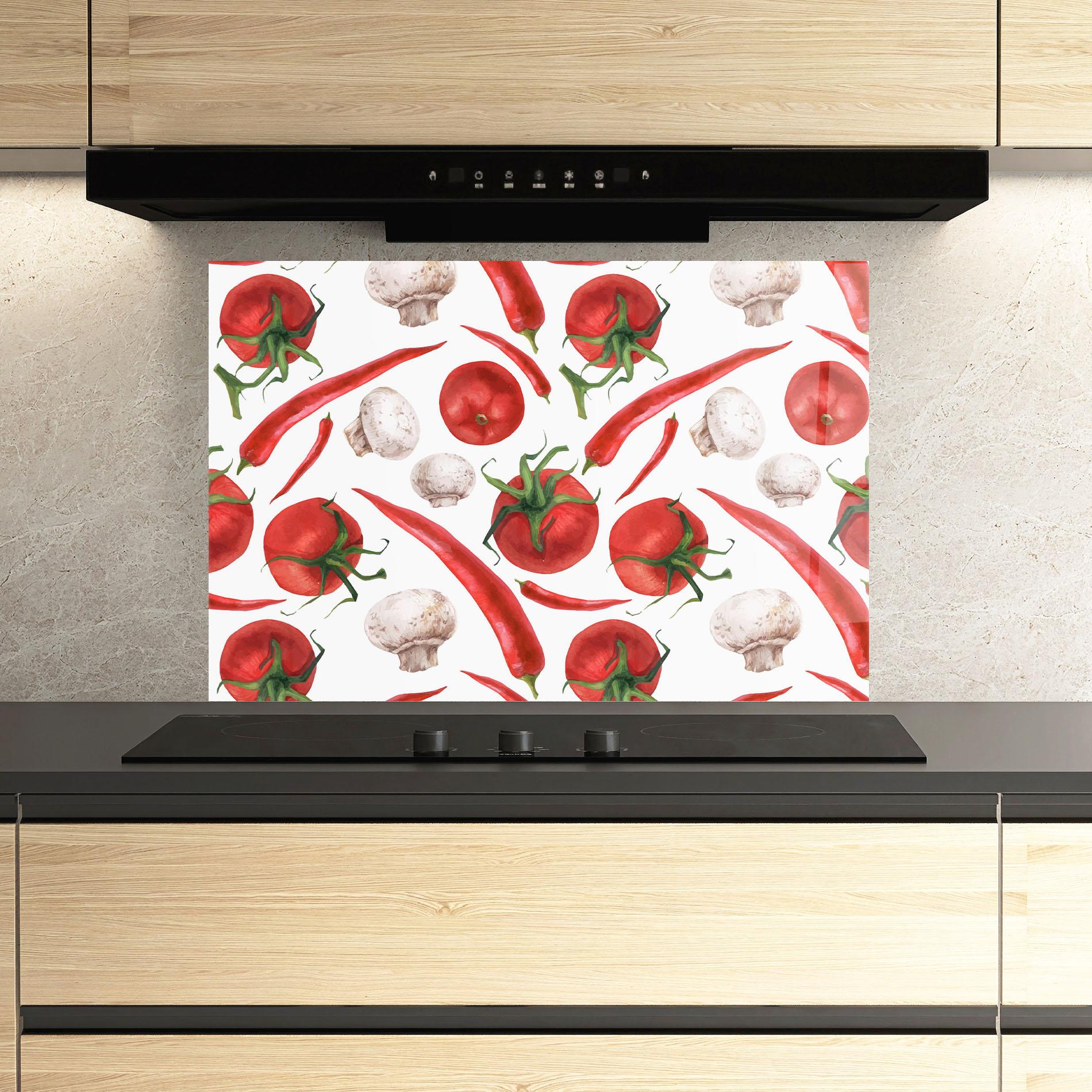 Panou Sticla Bucatarie Floating Tomato mockup 3