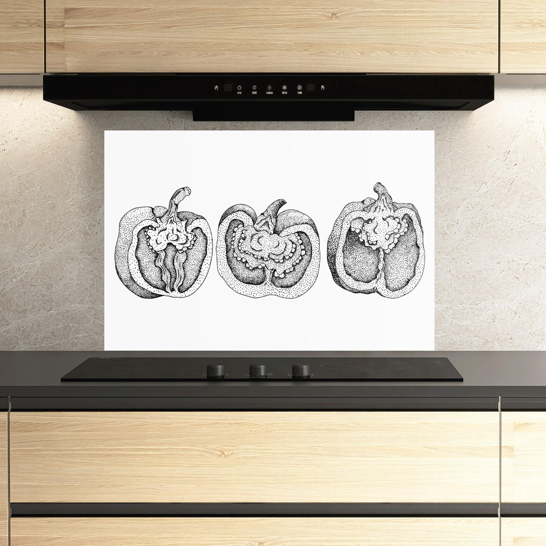 Panou Sticla Bucatarie Pepper Black Art mockup 3