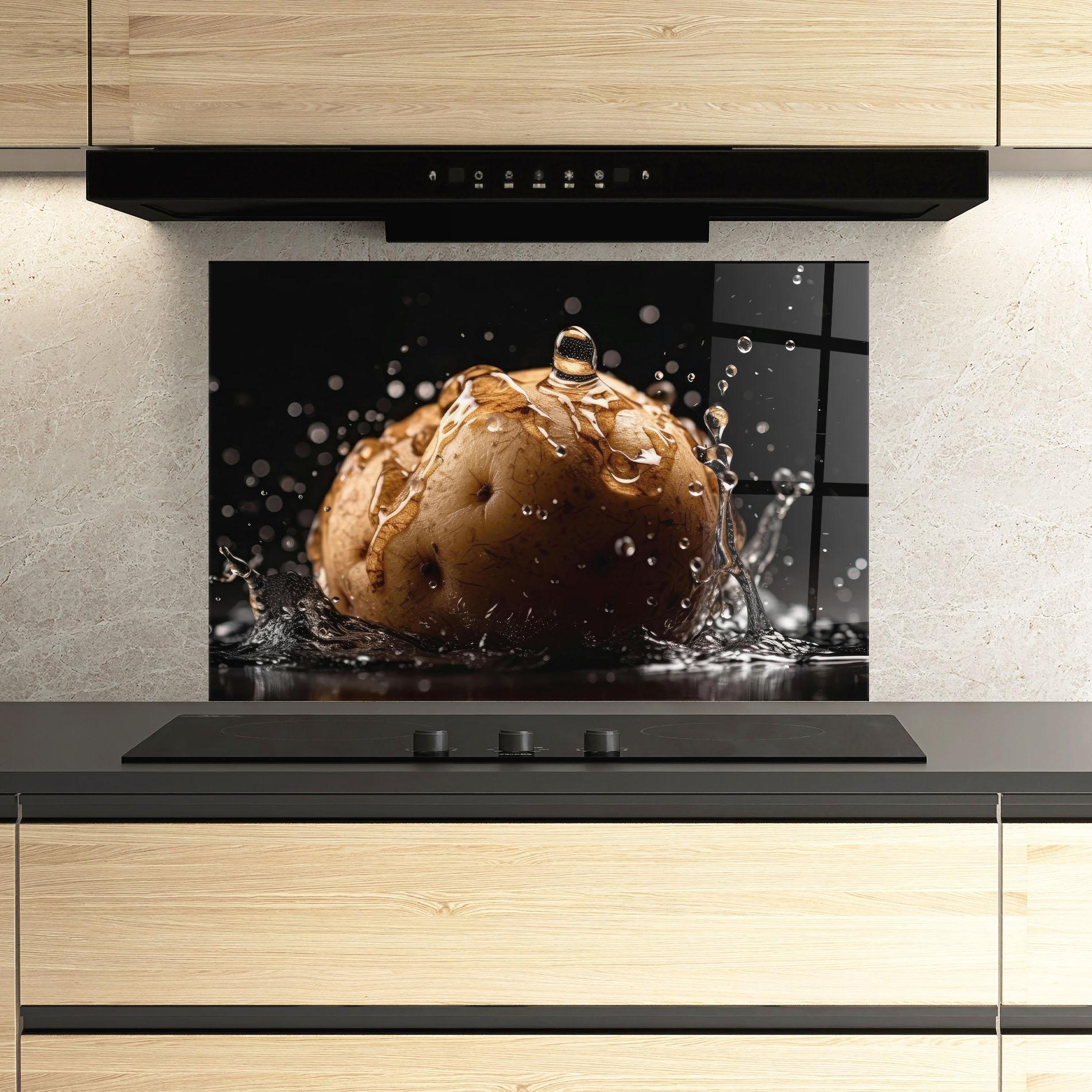 Panou Sticla Bucatarie Potato Splash mockup 3