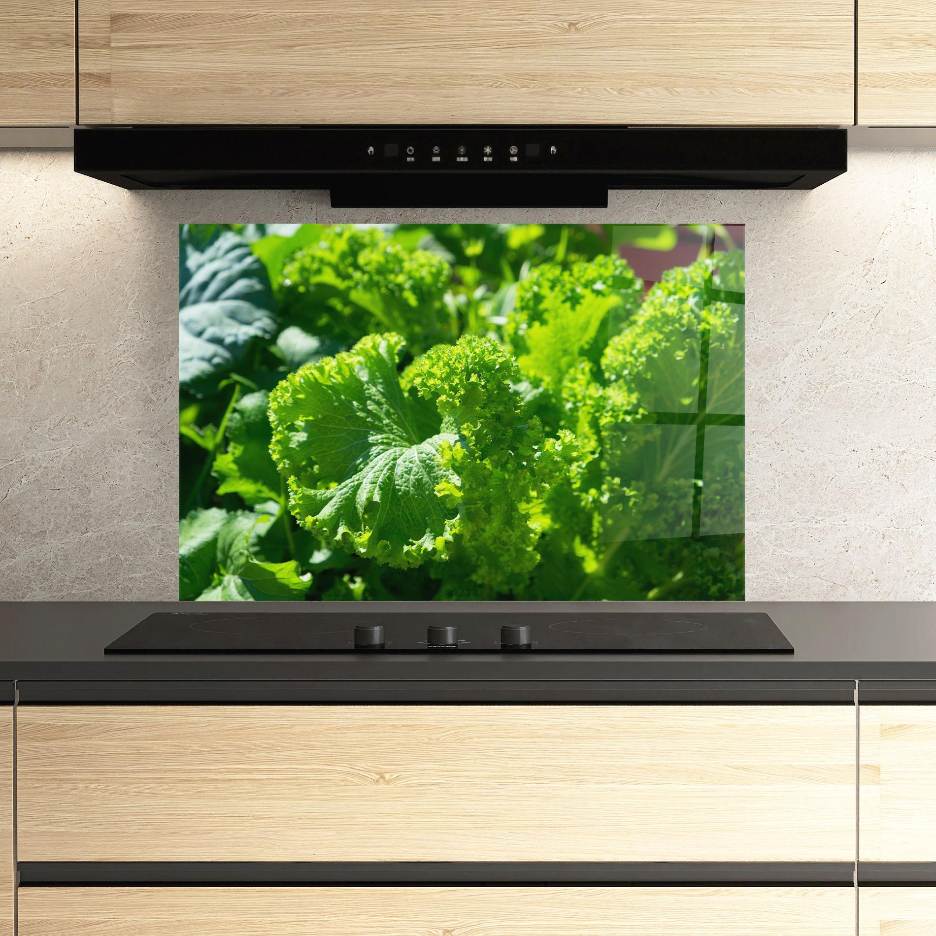 Panou Sticla Bucatarie Preetty Green Lettuce mockup 3