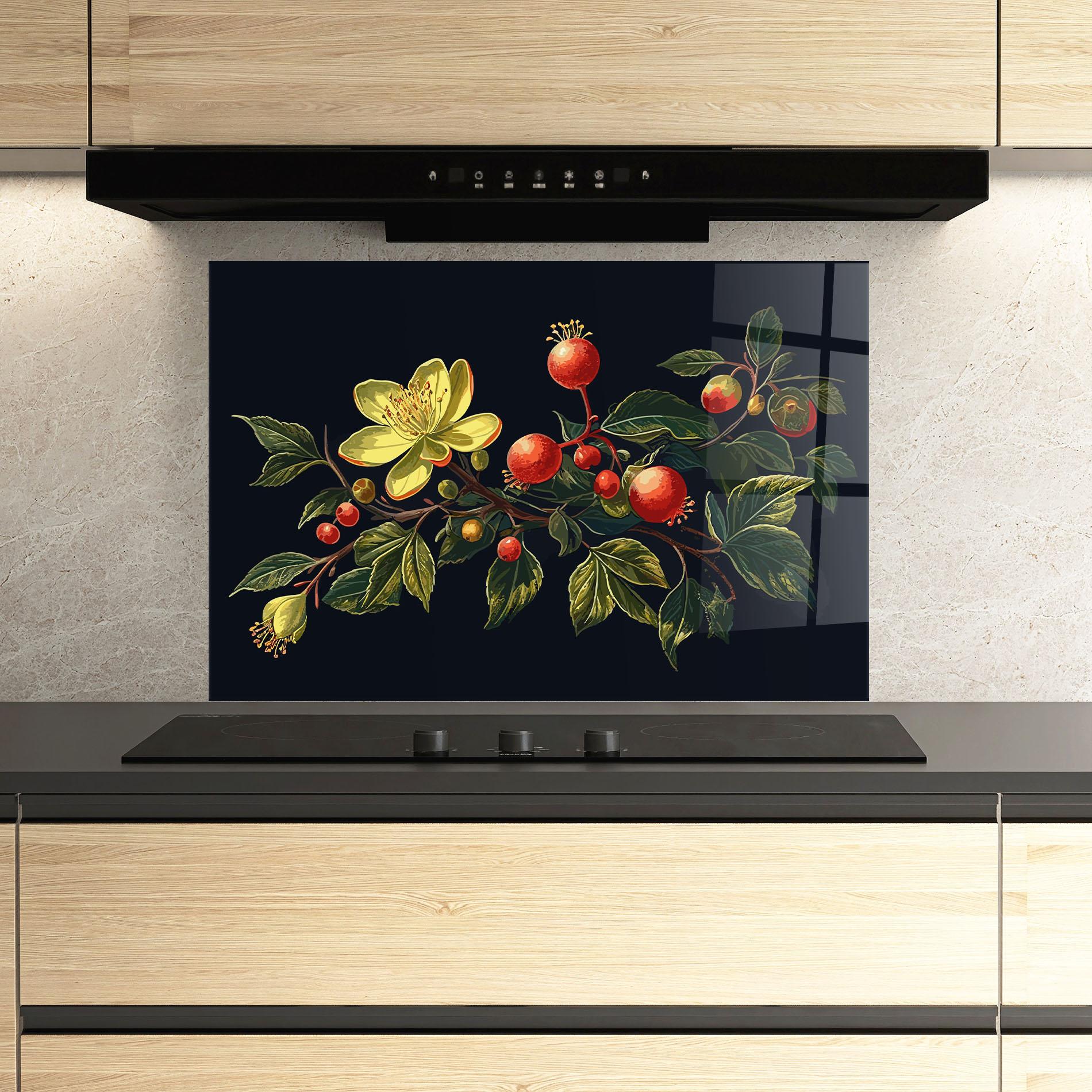 Panou Sticla Bucatarie Yellow Flower Food mockup 3