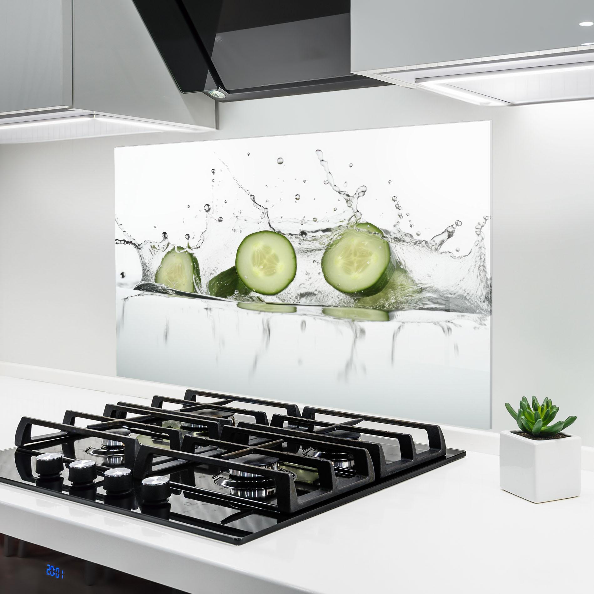 Panou Sticla Bucatarie Cucumber Cool Splash mockup 6