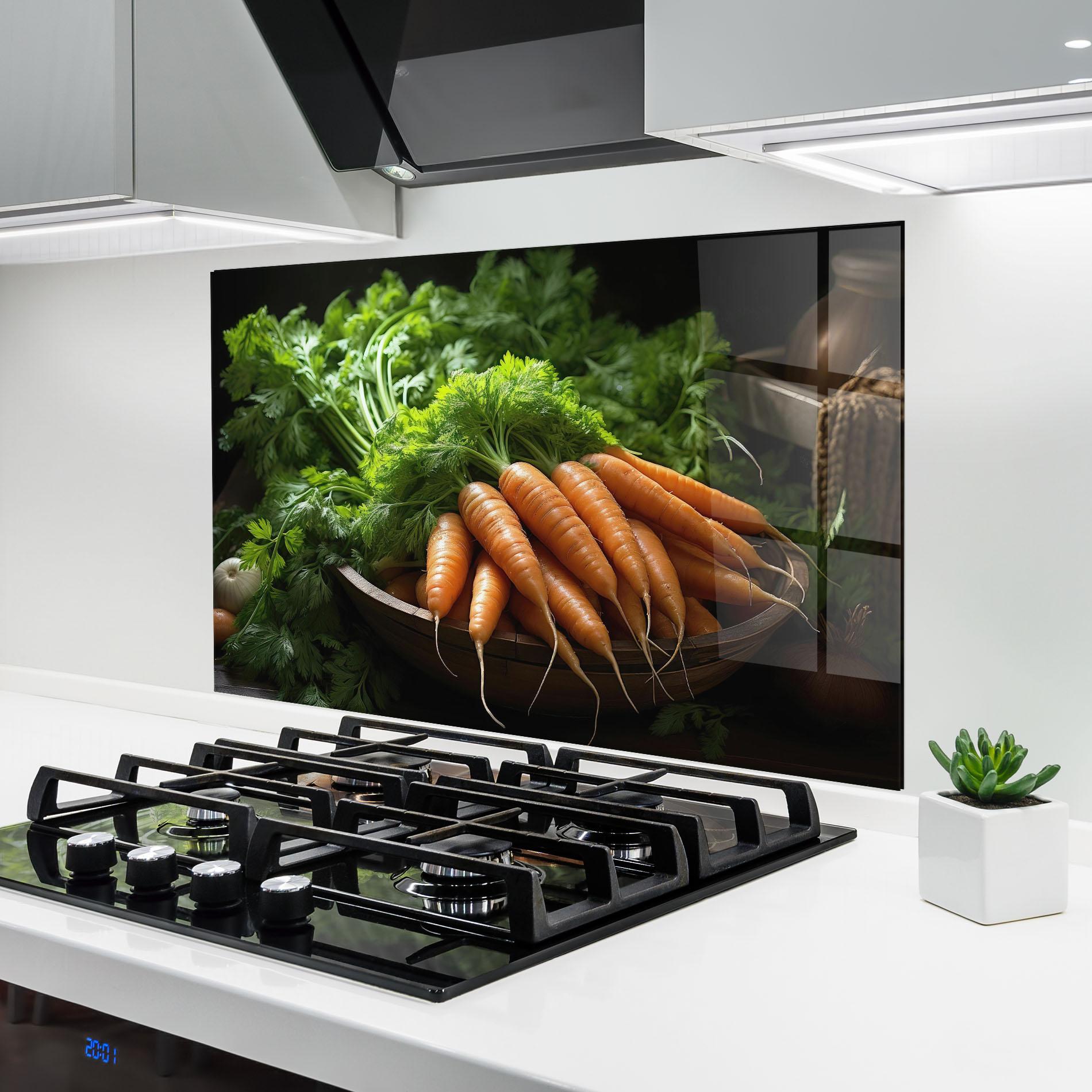 Panou Sticla Bucatarie Fresh Carrots Basket mockup 6