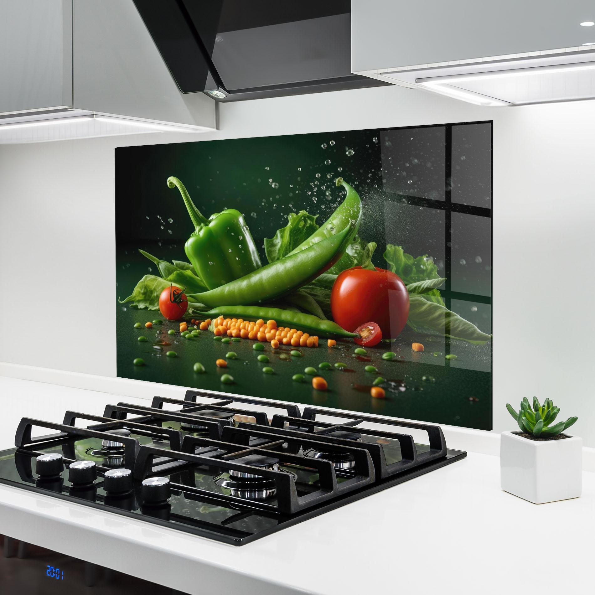 Panou Sticla Bucatarie Fresh Vegetables mockup 6