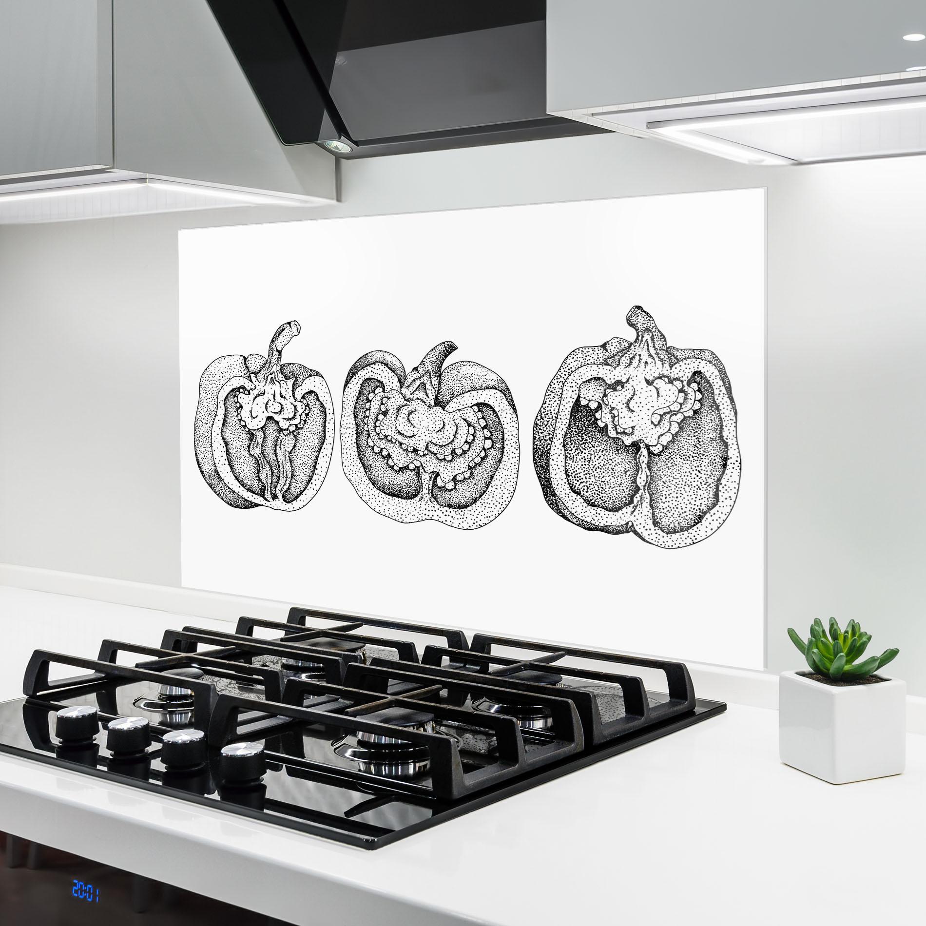 Panou Sticla Bucatarie Pepper Black Art mockup 6