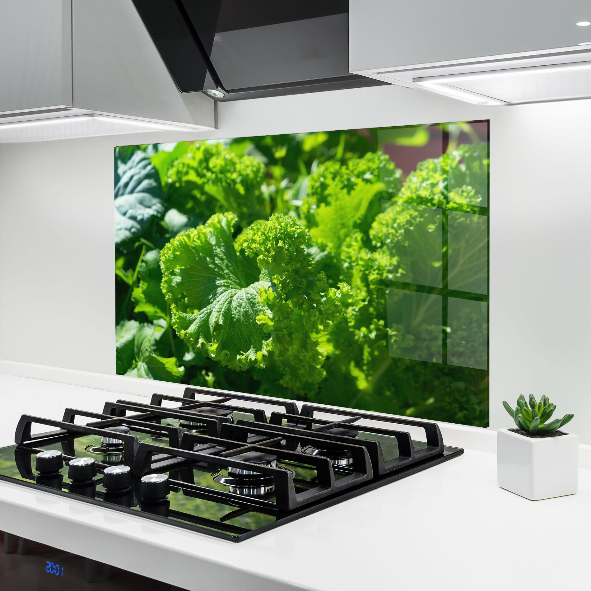 Panou Sticla Bucatarie Preetty Green Lettuce mockup 6
