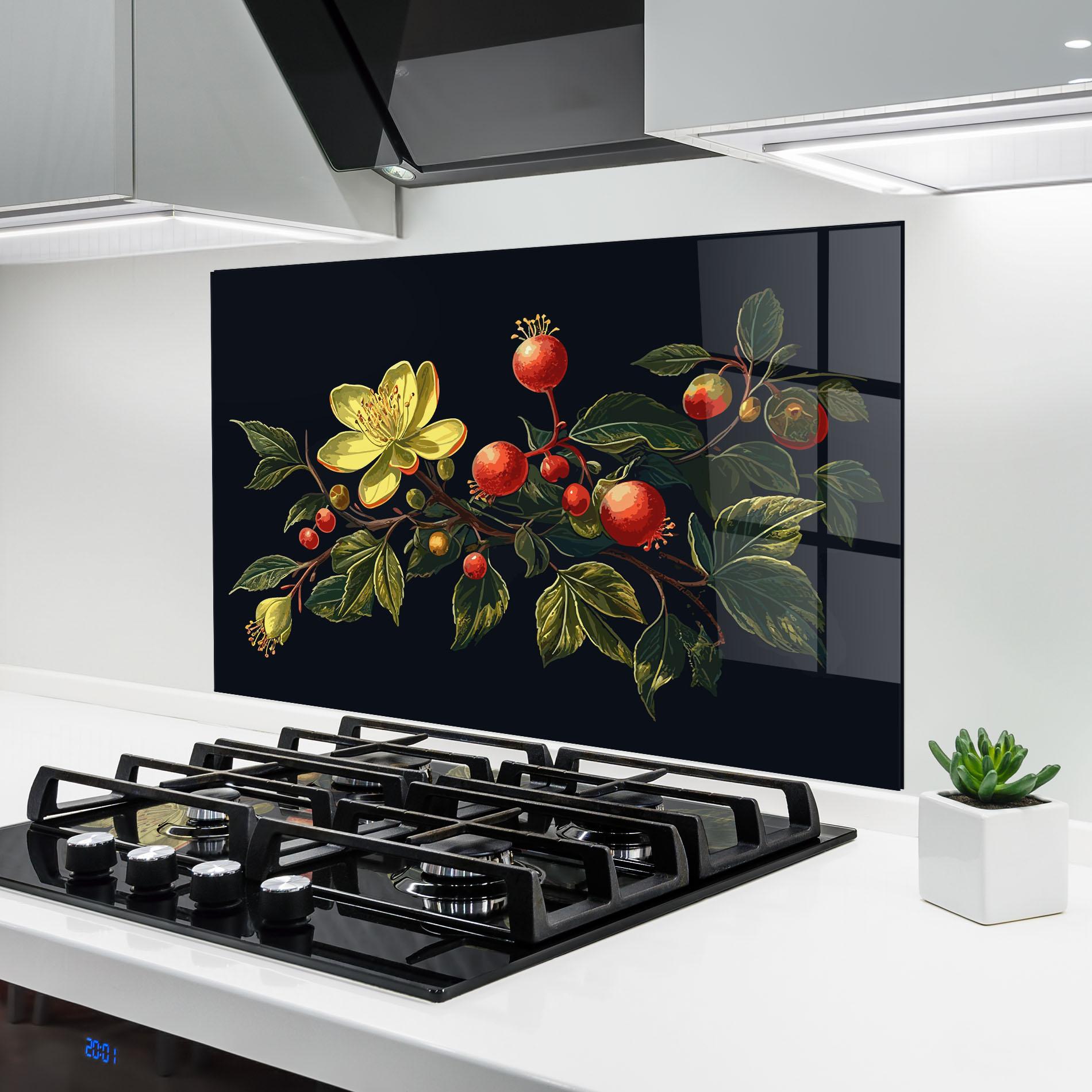 Panou Sticla Bucatarie Yellow Flower Food mockup 6