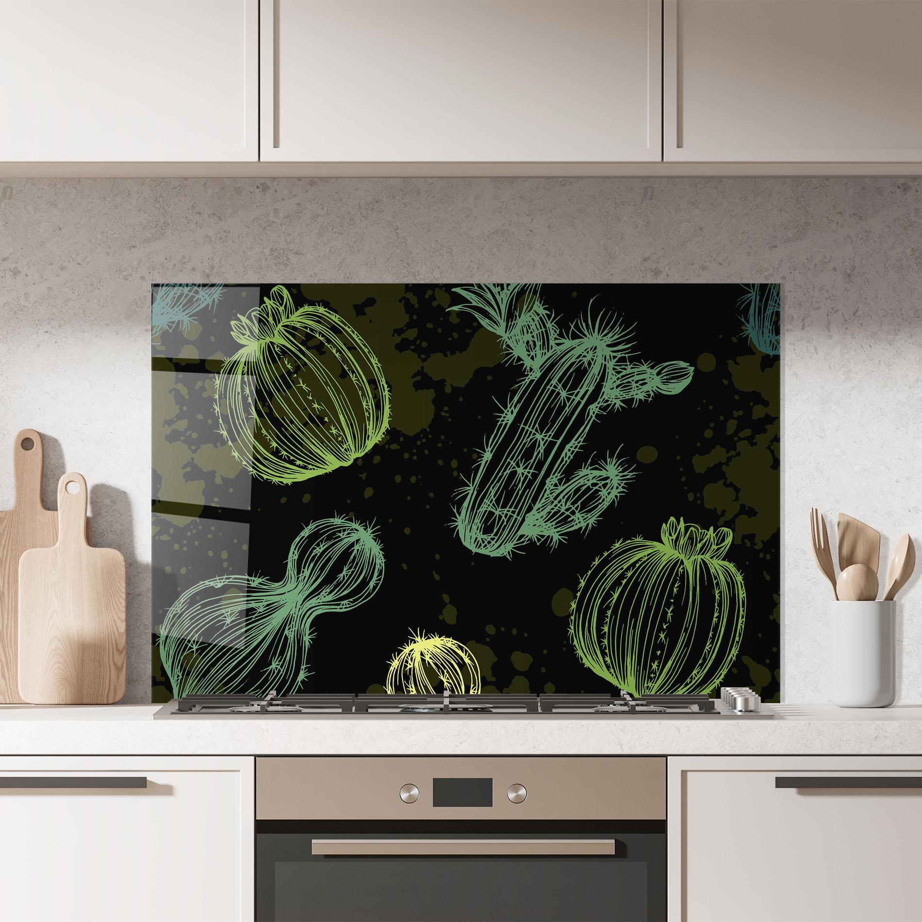Panou Sticla Bucatarie Cactus Art mockup 7