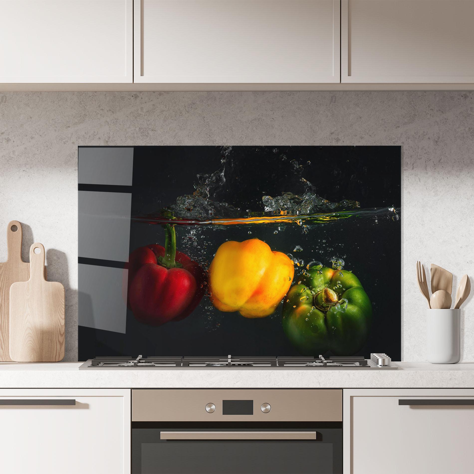 Panou Sticla Bucatarie Cool Bellpepper Splash mockup 7