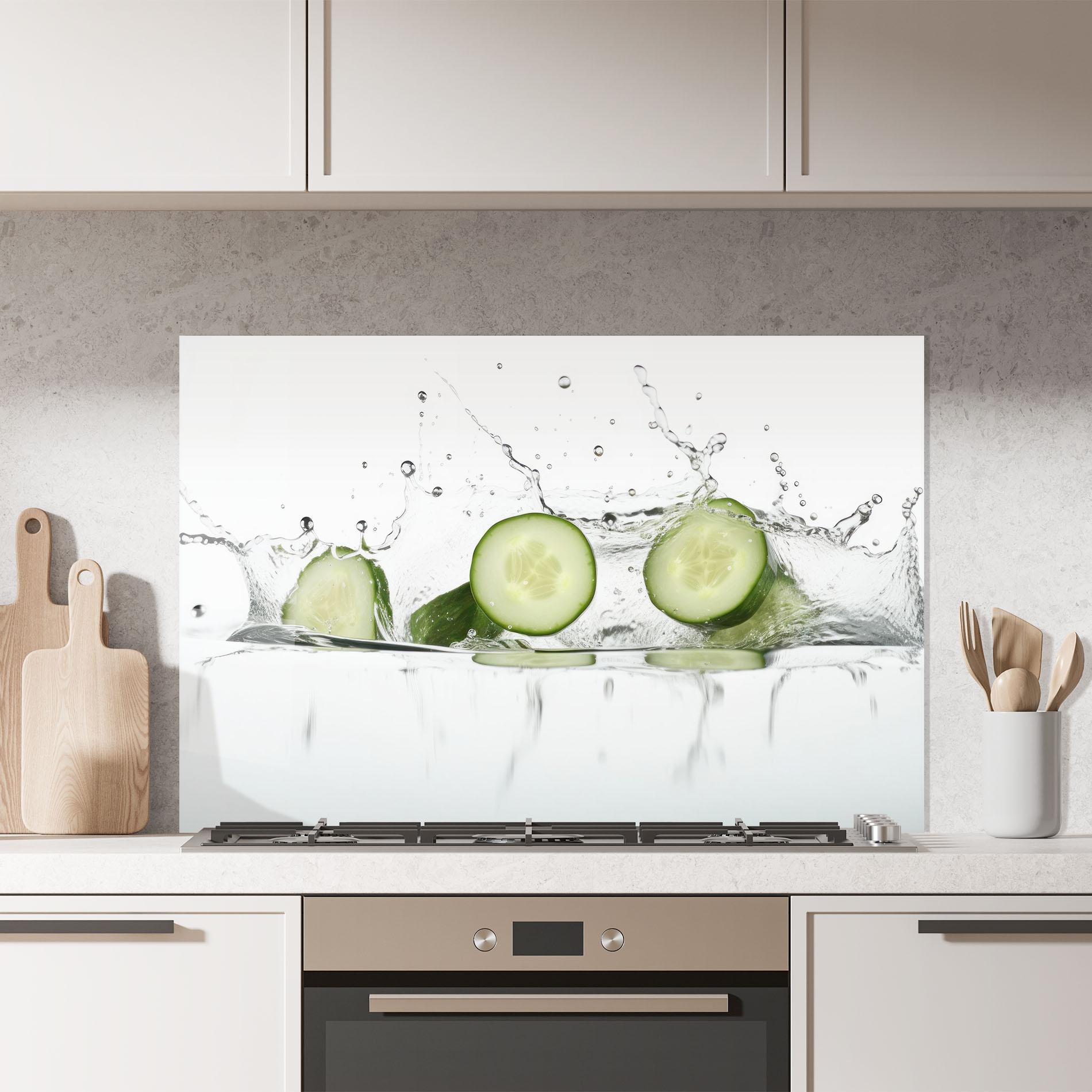 Panou Sticla Bucatarie Cucumber Cool Splash mockup 7
