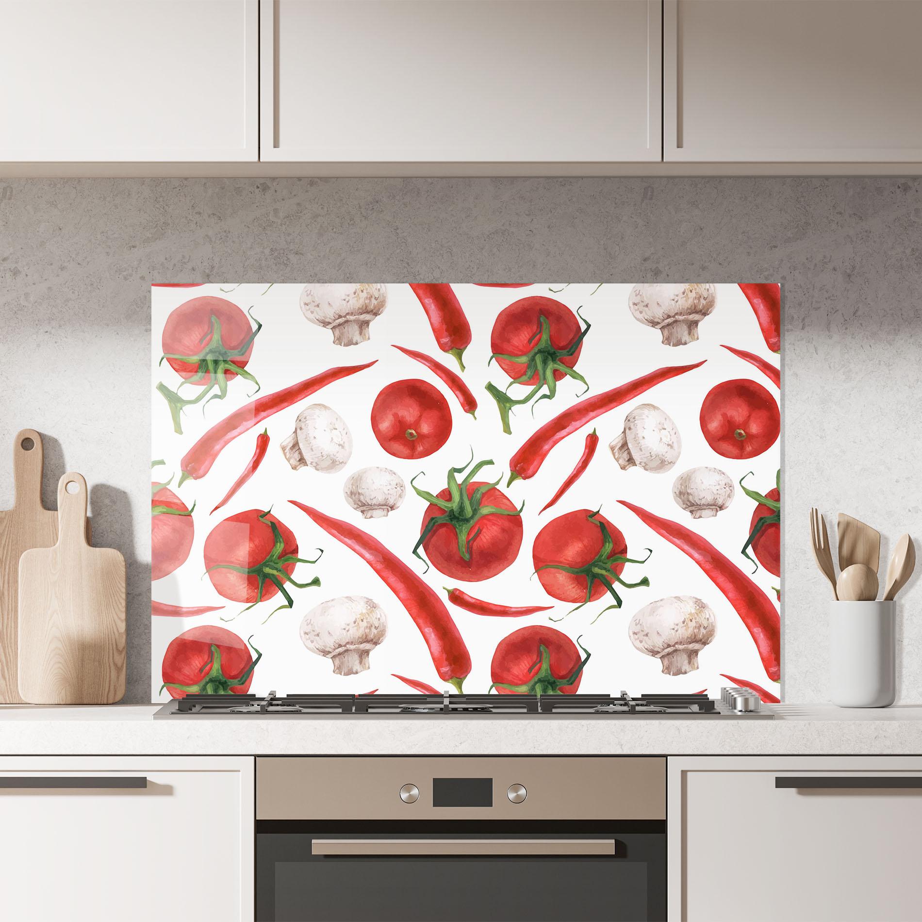 Panou Sticla Bucatarie Floating Tomato mockup 7