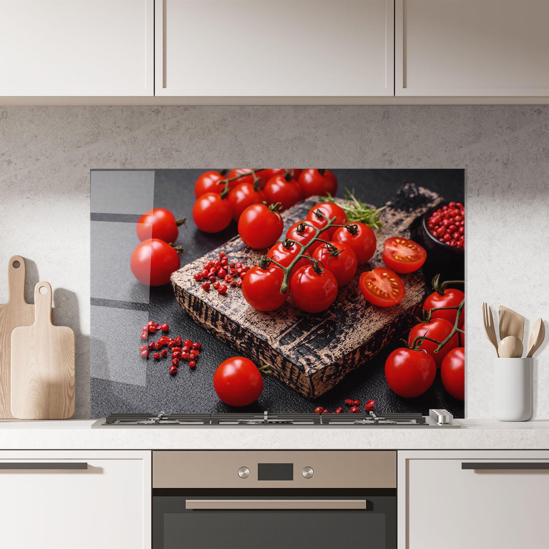 Panou Sticla Bucatarie Fresh Cherry Tomatoes mockup 7