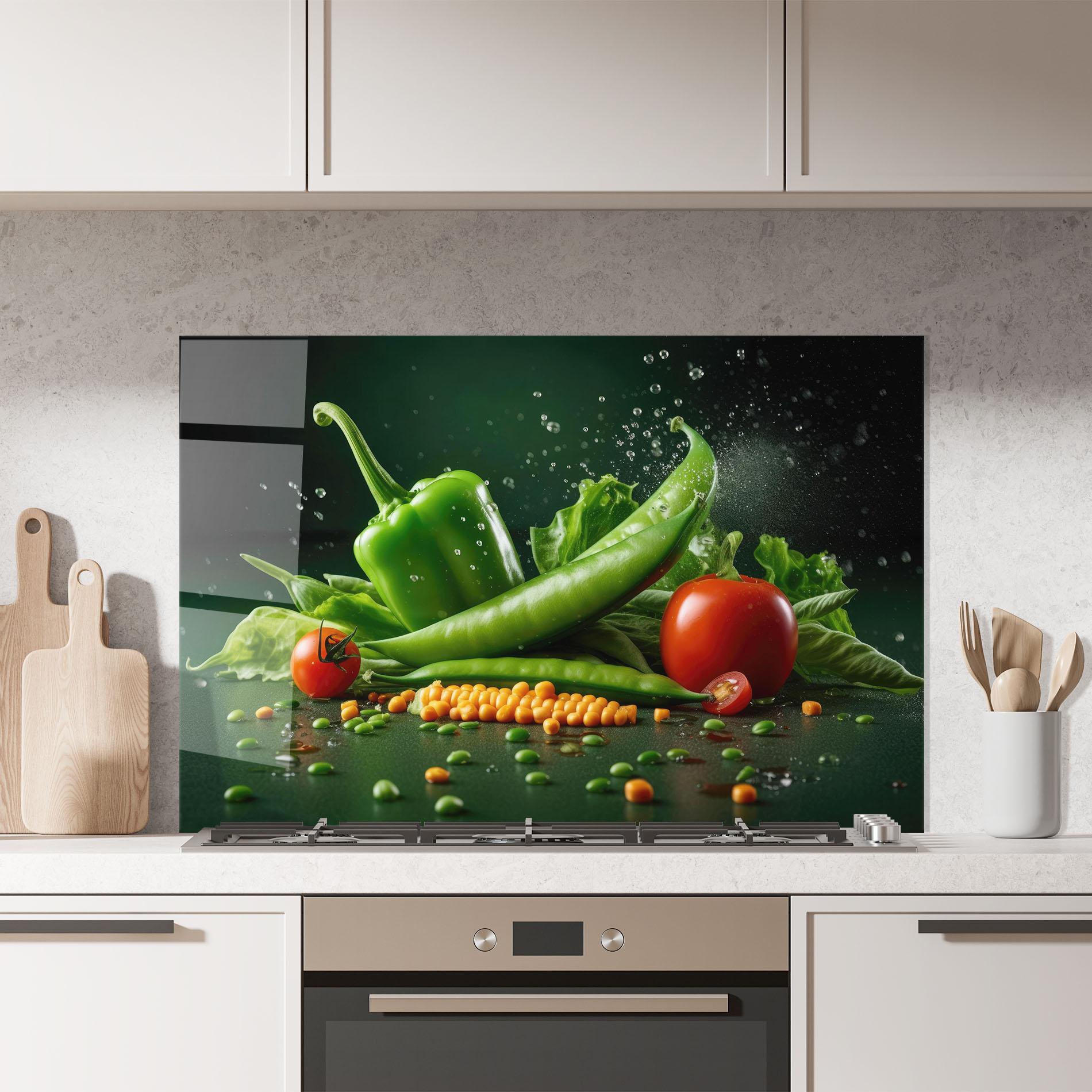 Panou Sticla Bucatarie Fresh Vegetables mockup 7