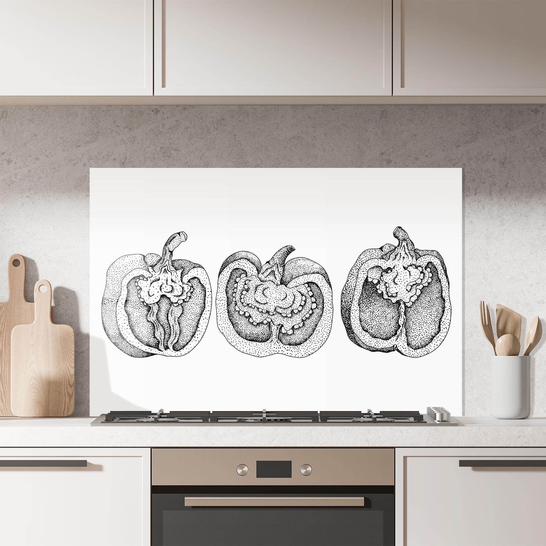 Panou Sticla Bucatarie Pepper Black Art mockup 7