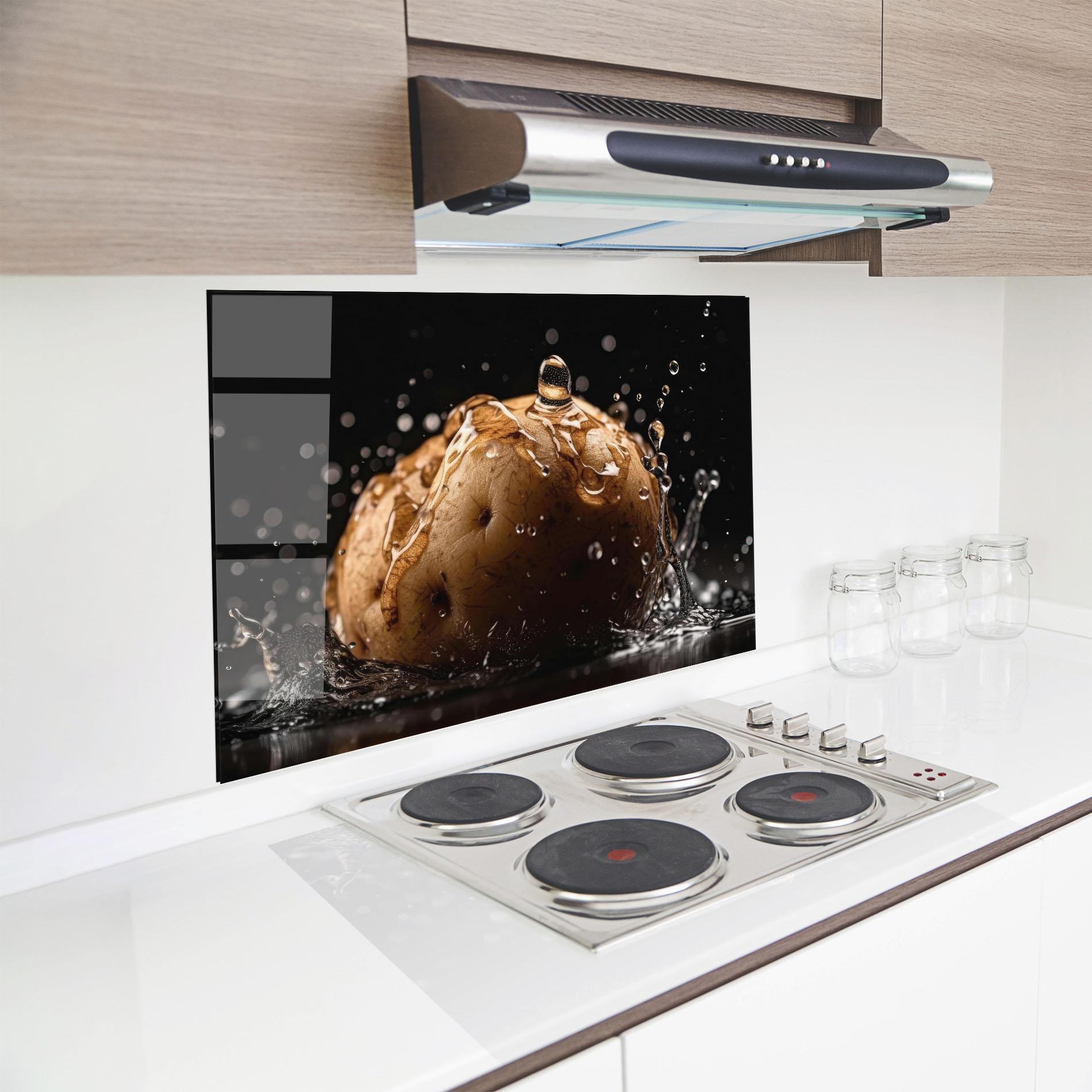 Panou Sticla Bucatarie Potato Splash mockup 8